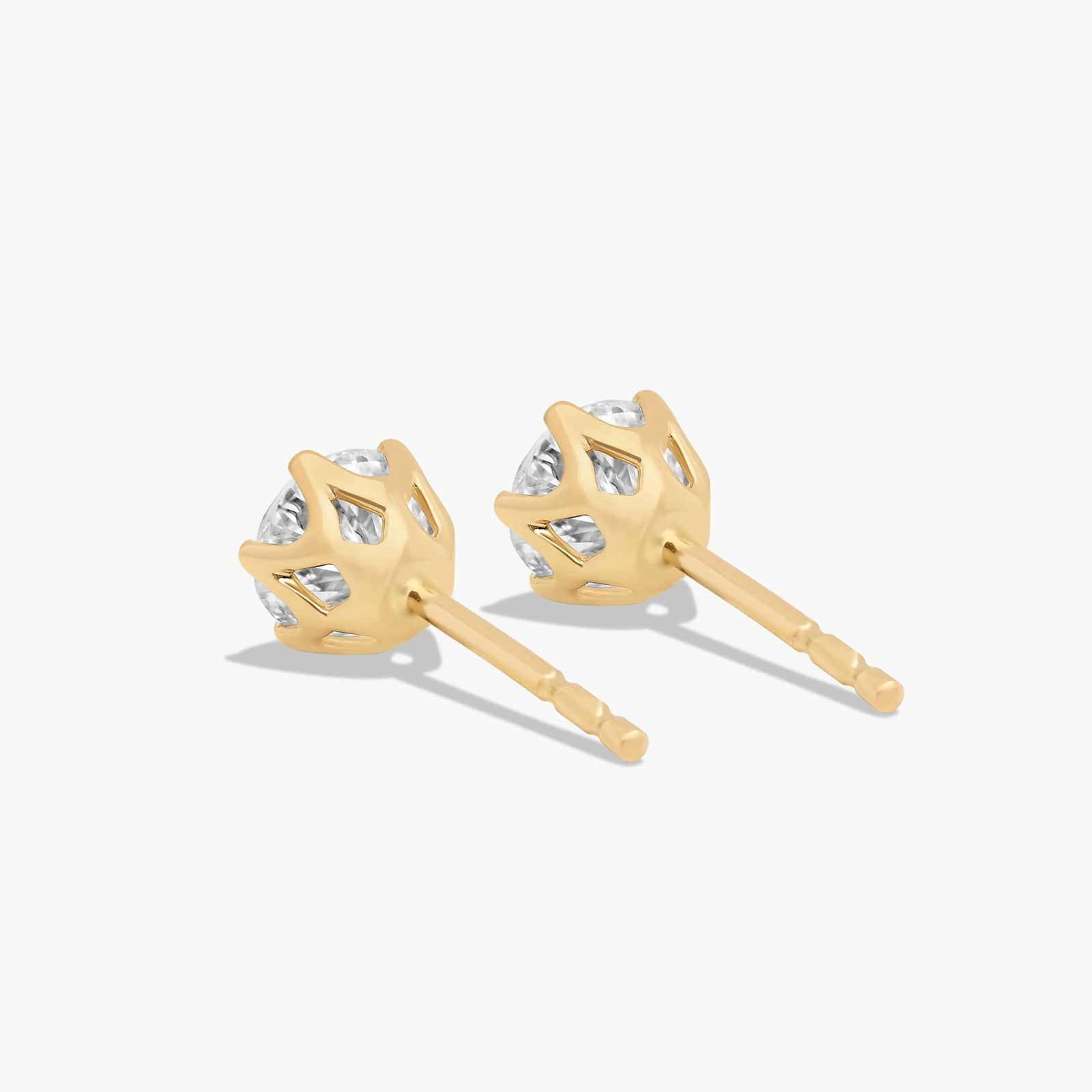 Scallop Basket 0.75 CTW Lab-Grown Diamond Stud Earrings In 14K Yellow Gold
