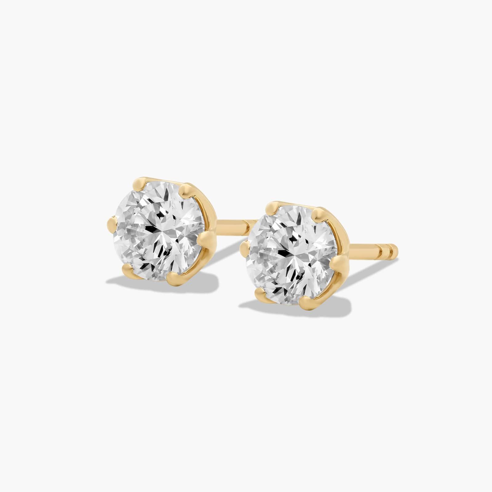 Scallop Basket 1 CTW Lab-Grown Diamond Stud Earrings In 14K Yellow Gold