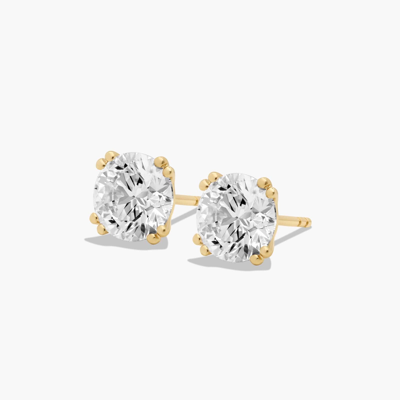 Double Prong 3 CTW Lab-Grown Diamond Stud Earrings In 14K Yellow Gold