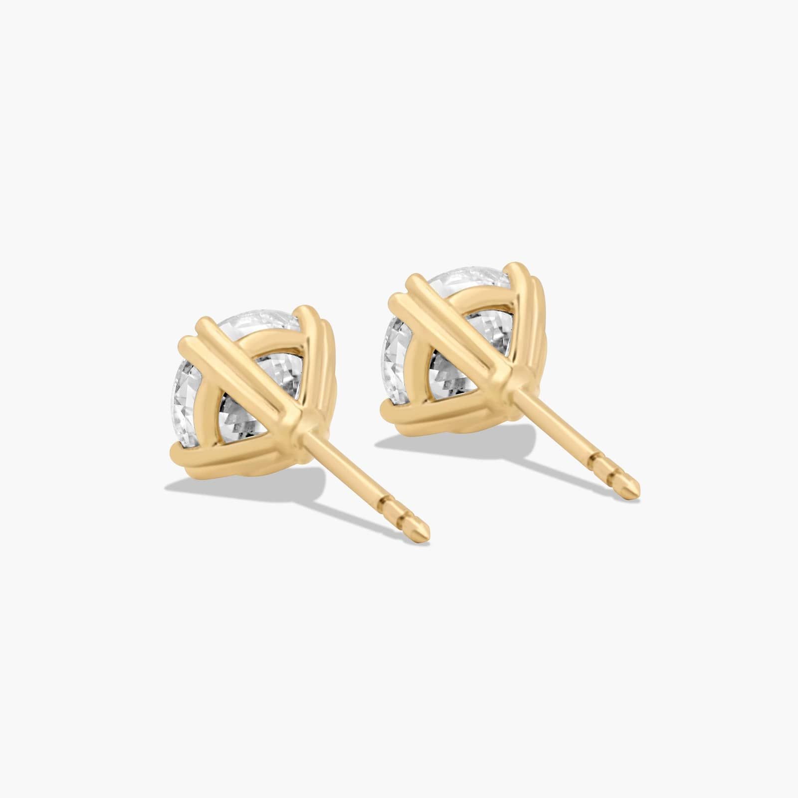 Double Prong 3 CTW Lab-Grown Diamond Stud Earrings In 14K Yellow Gold