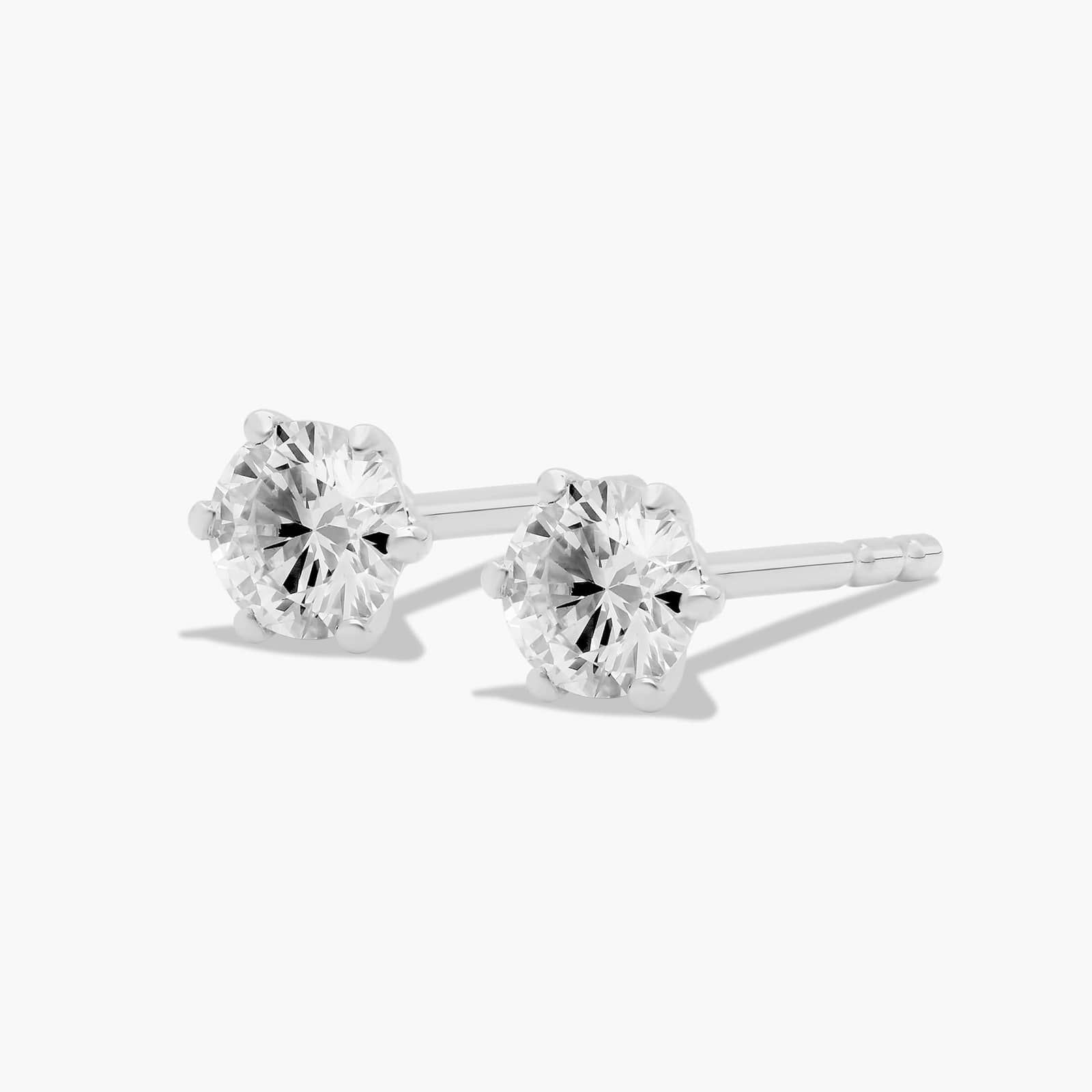 Six Prong 0.25 CTW Lab-Grown Diamond Stud Earrings In 14K White Gold