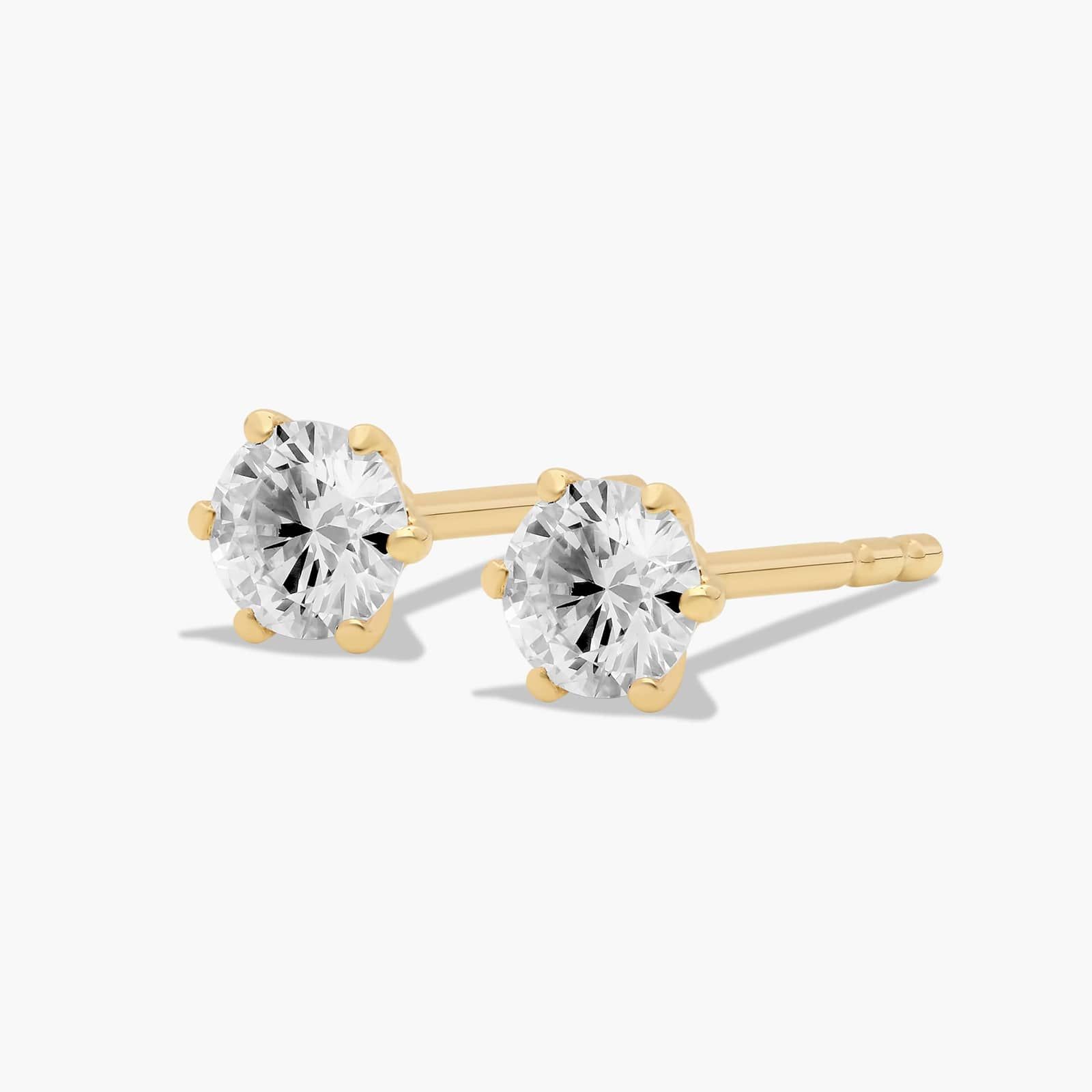 Six Prong 0.25 CTW Lab-Grown Diamond Stud Earrings In 14K Yellow Gold