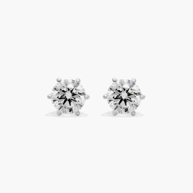 Six Prong 0.5 CTW Diamond Stud Earrings In Platinum