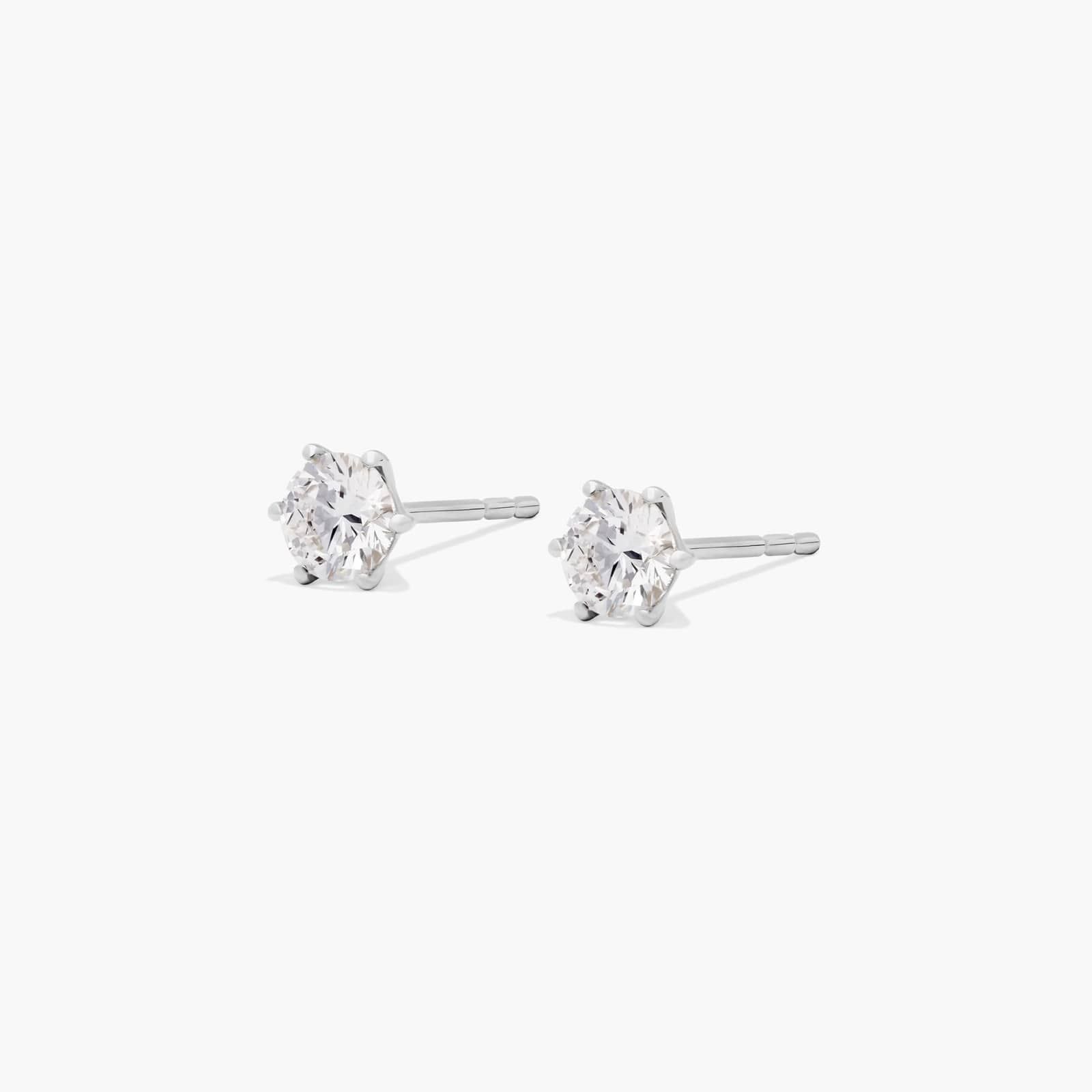 Six Prong 0.5 CTW Lab-Grown Diamond Stud Earrings In 14K White Gold