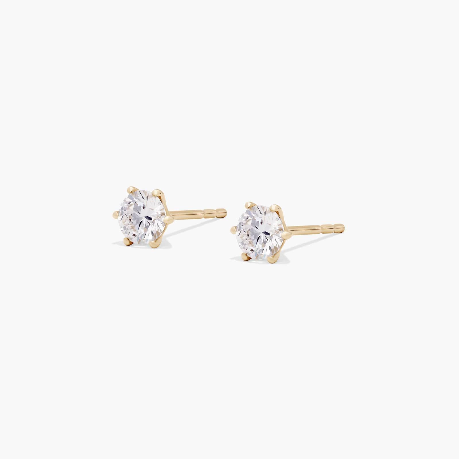 Six Prong 0.5 CTW Lab-Grown Diamond Stud Earrings In 14K Yellow Gold