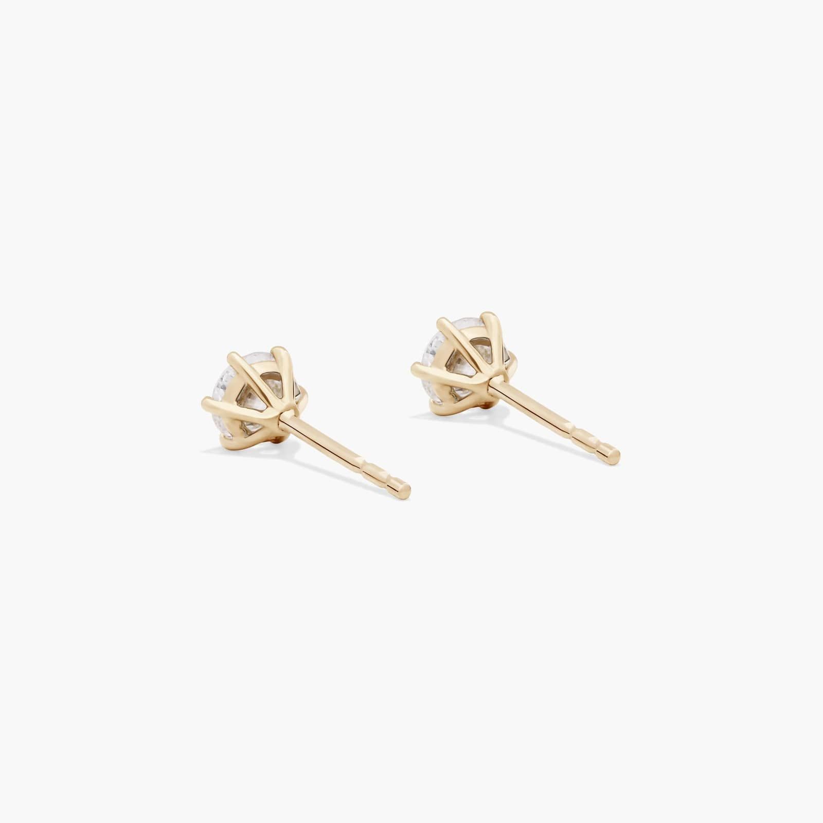 Six Prong 0.5 CTW Lab-Grown Diamond Stud Earrings In 14K Yellow Gold