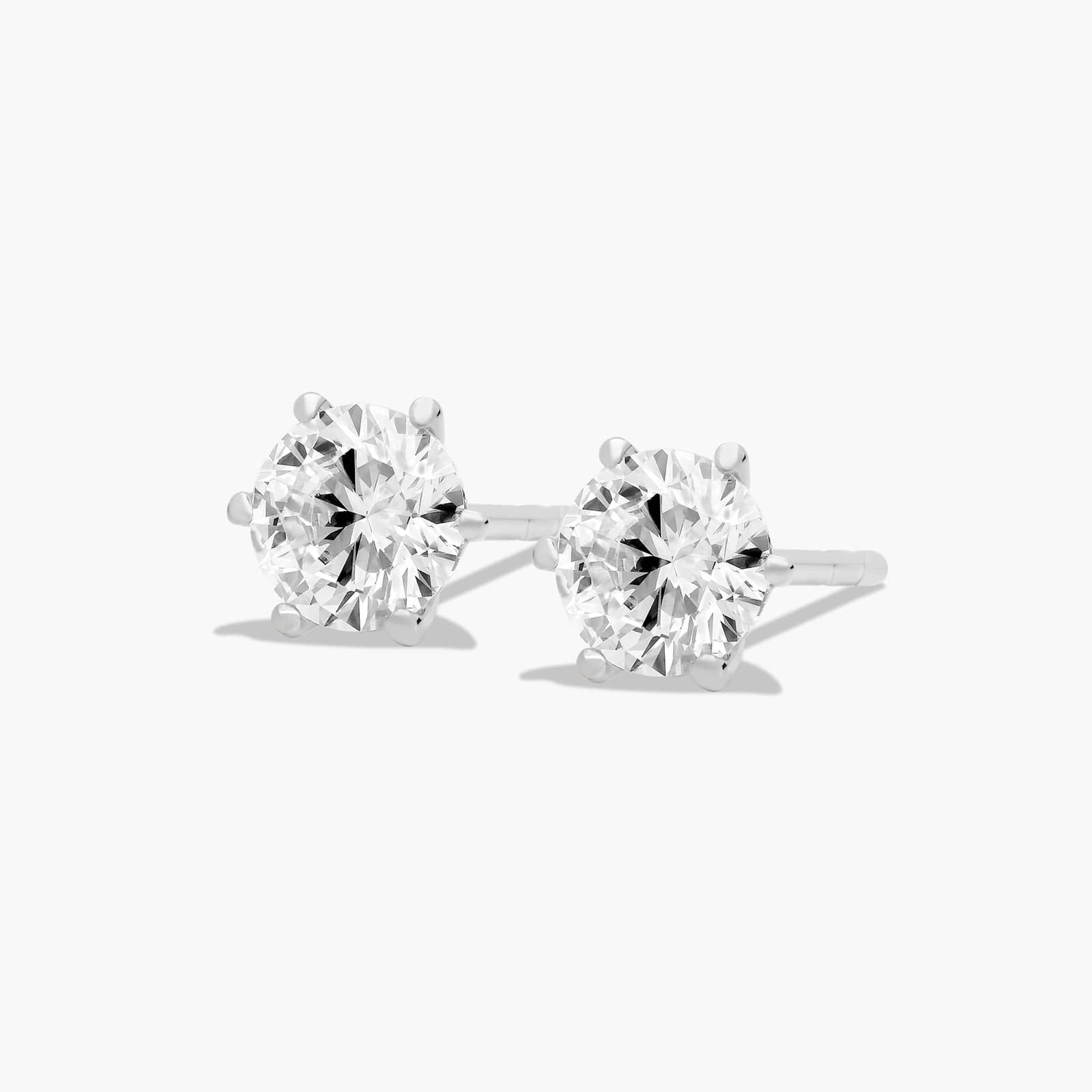 Six Prong 0.75 CTW Lab-Grown Diamond Stud Earrings In 14K White Gold