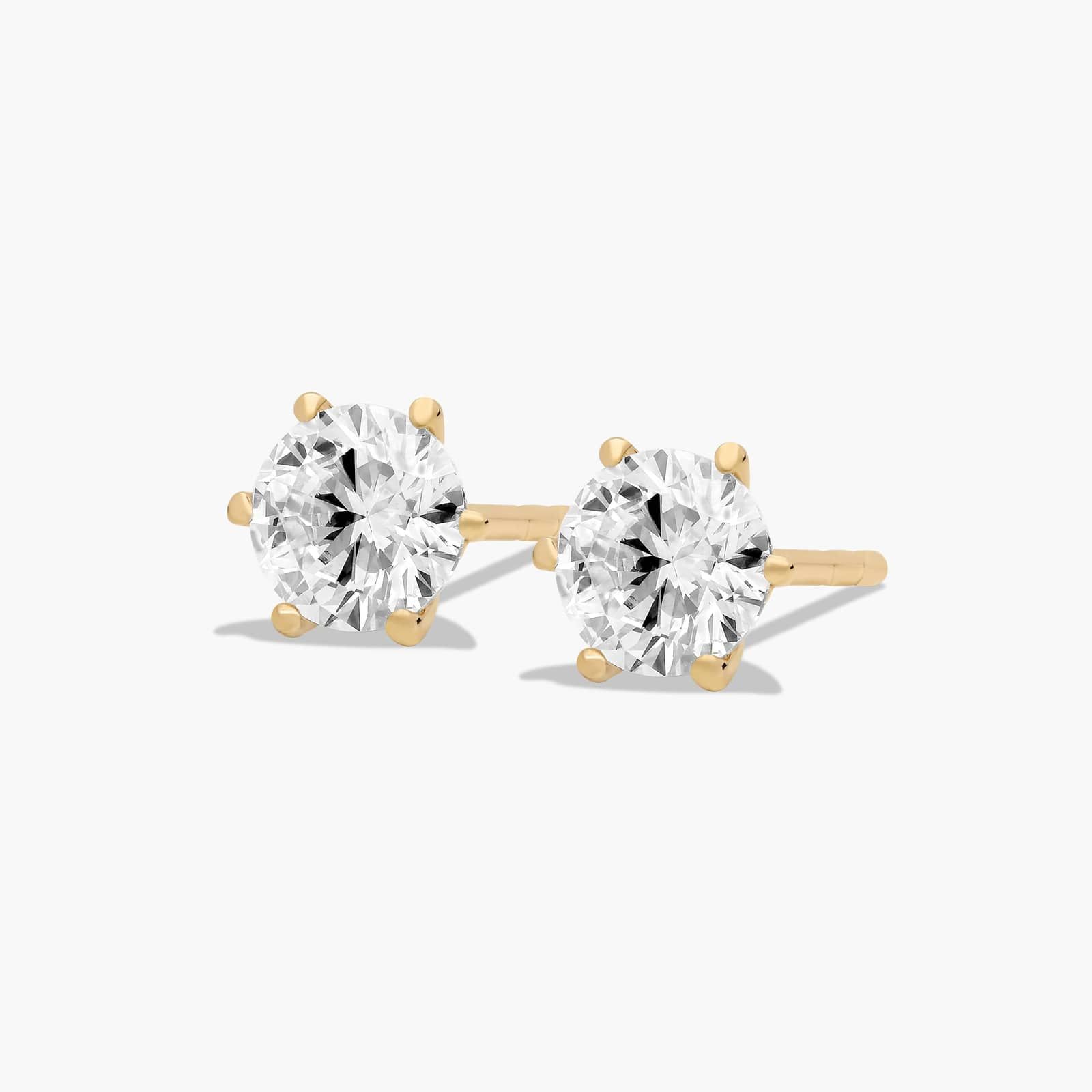 Six Prong 0.75 CTW Lab-Grown Diamond Stud Earrings In 14K Yellow Gold