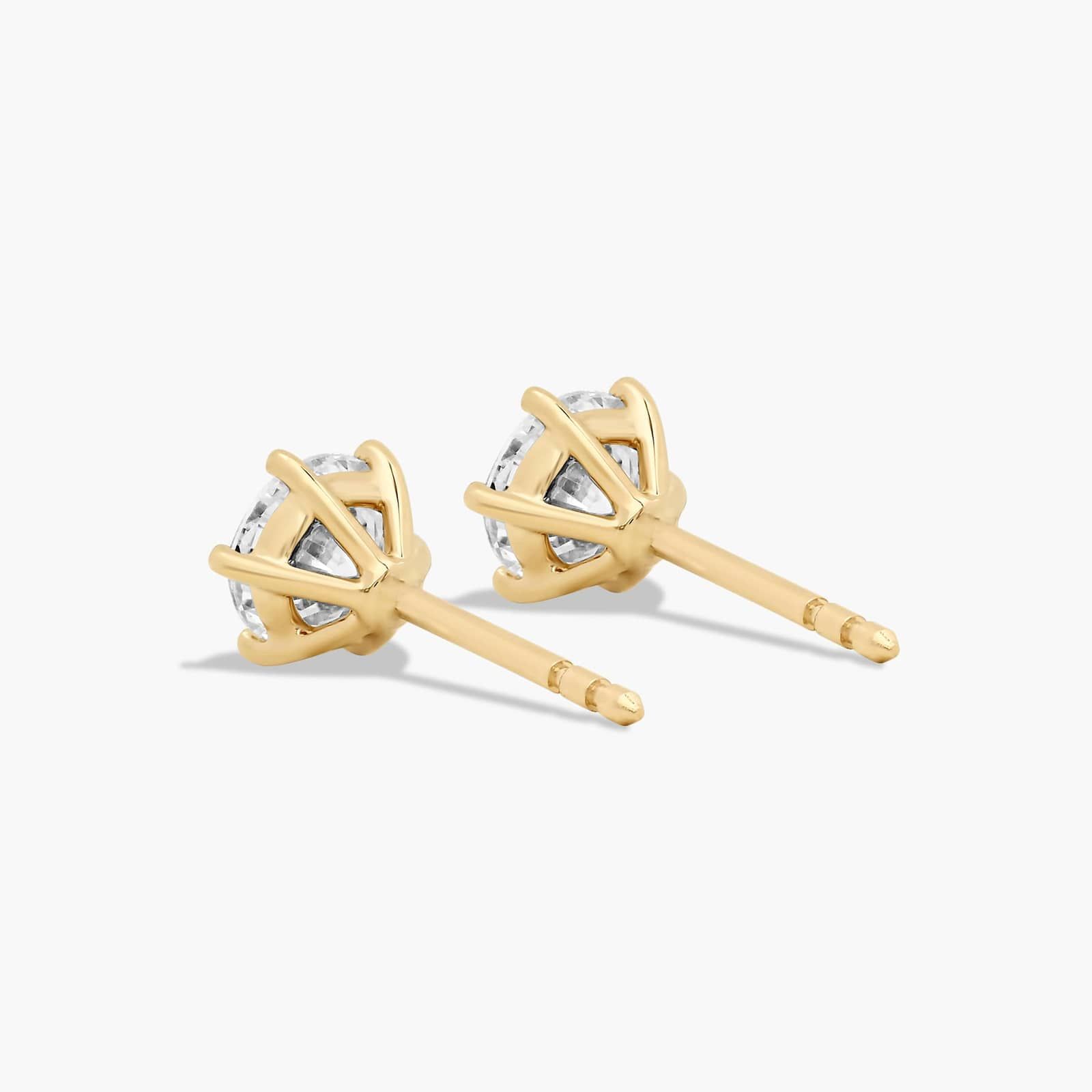Six Prong 1 CTW Lab-Grown Diamond Stud Earrings In 14K Yellow Gold