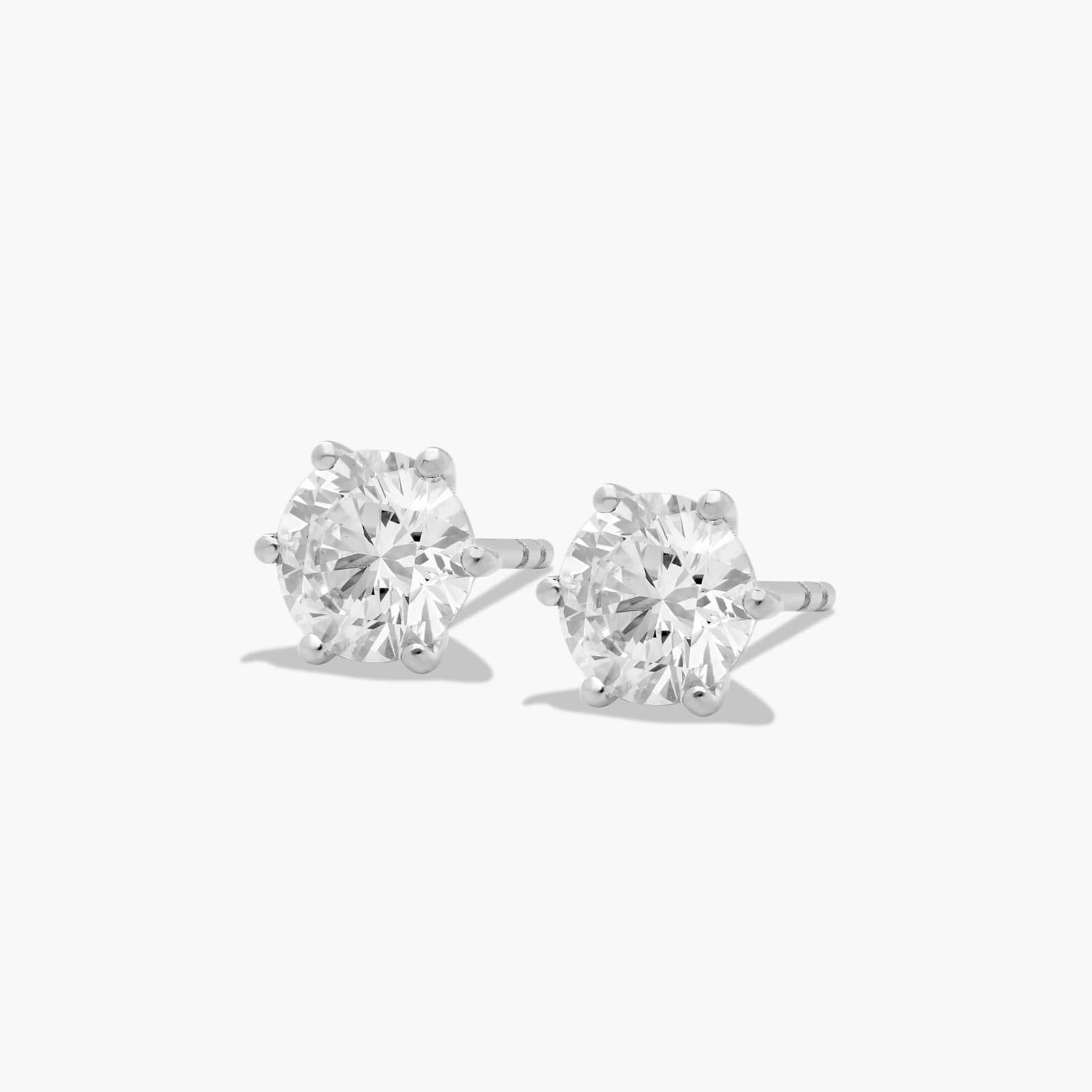 Six Prong 1.5 CTW Lab-Grown Diamond Stud Earrings In 14K White Gold