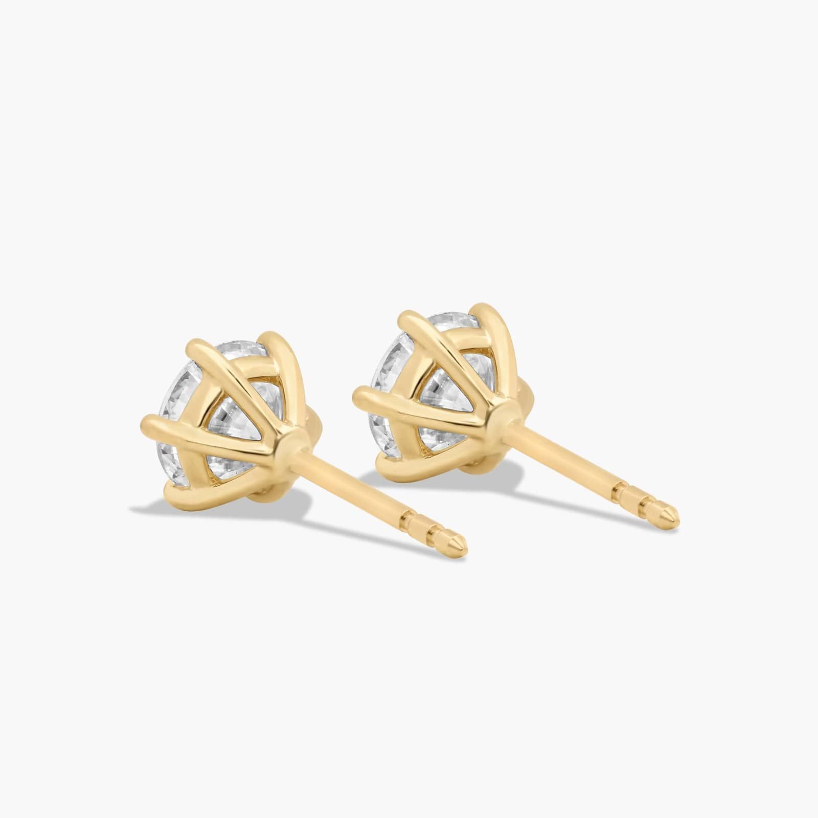 Six Prong 1.5 CTW Lab-Grown Diamond Stud Earrings In 14K Yellow Gold