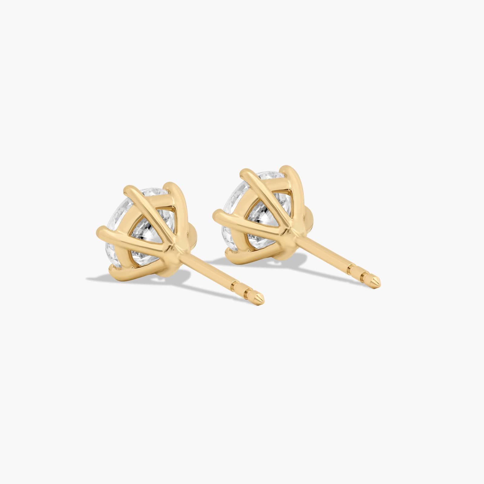 Six Prong 2 CTW Lab-Grown Diamond Stud Earrings In 14K Yellow Gold