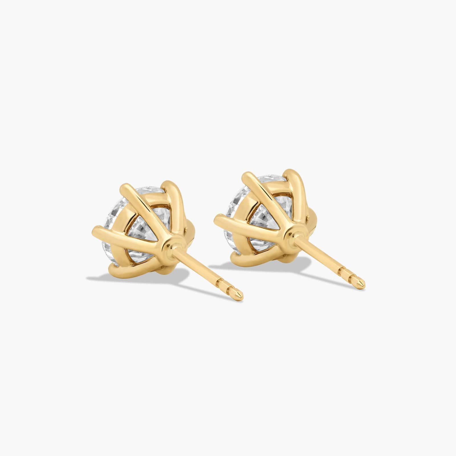 Six Prong 3 CTW Lab-Grown Diamond Stud Earrings In 14K Yellow Gold