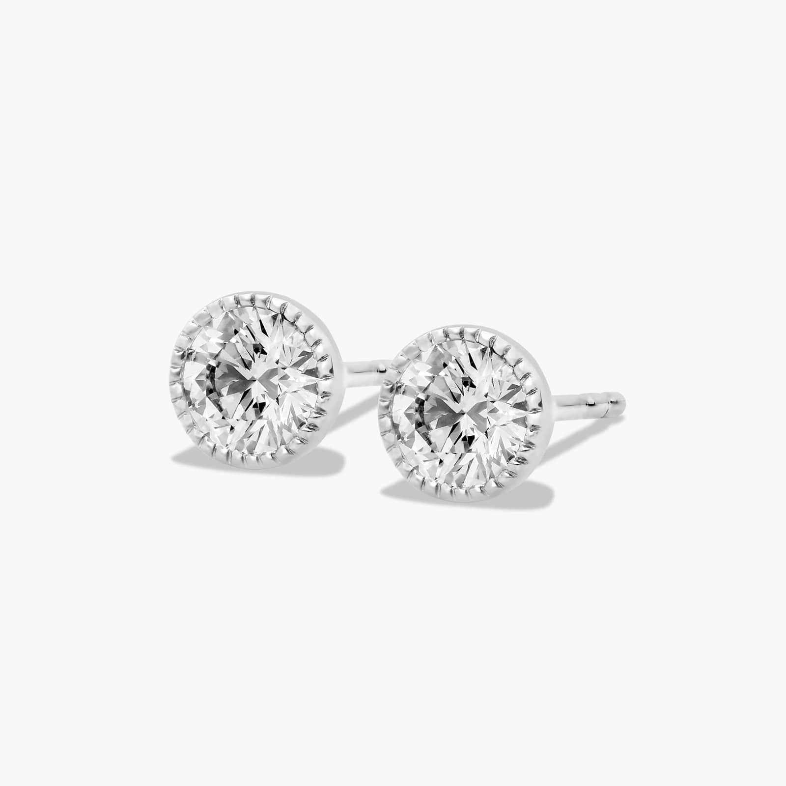 Milgrain Bezel 0.5 CTW Lab-Grown Diamond Stud Earrings In 14K White Gold