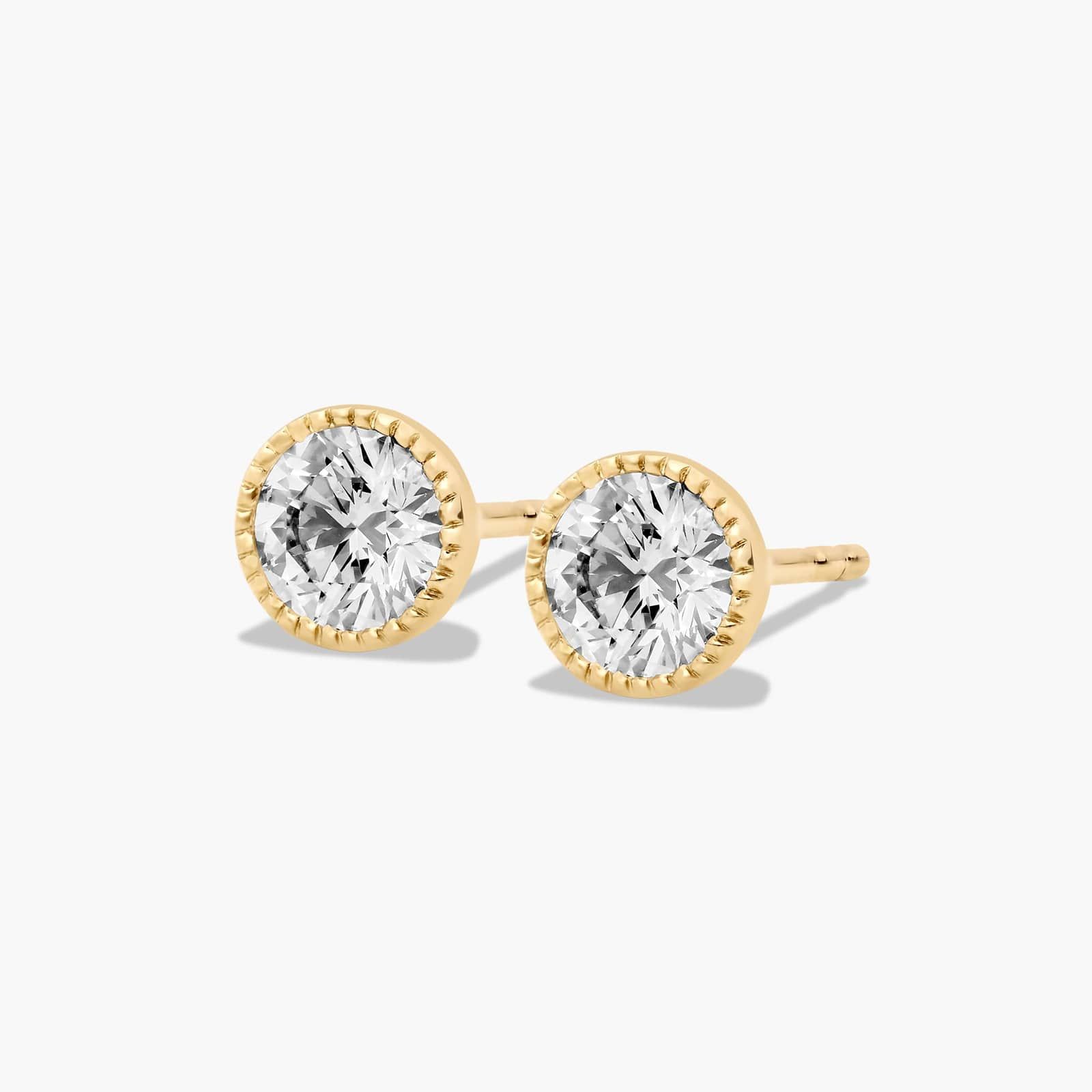 Milgrain Bezel 0.5 CTW Lab-Grown Diamond Stud Earrings In 14K Yellow Gold