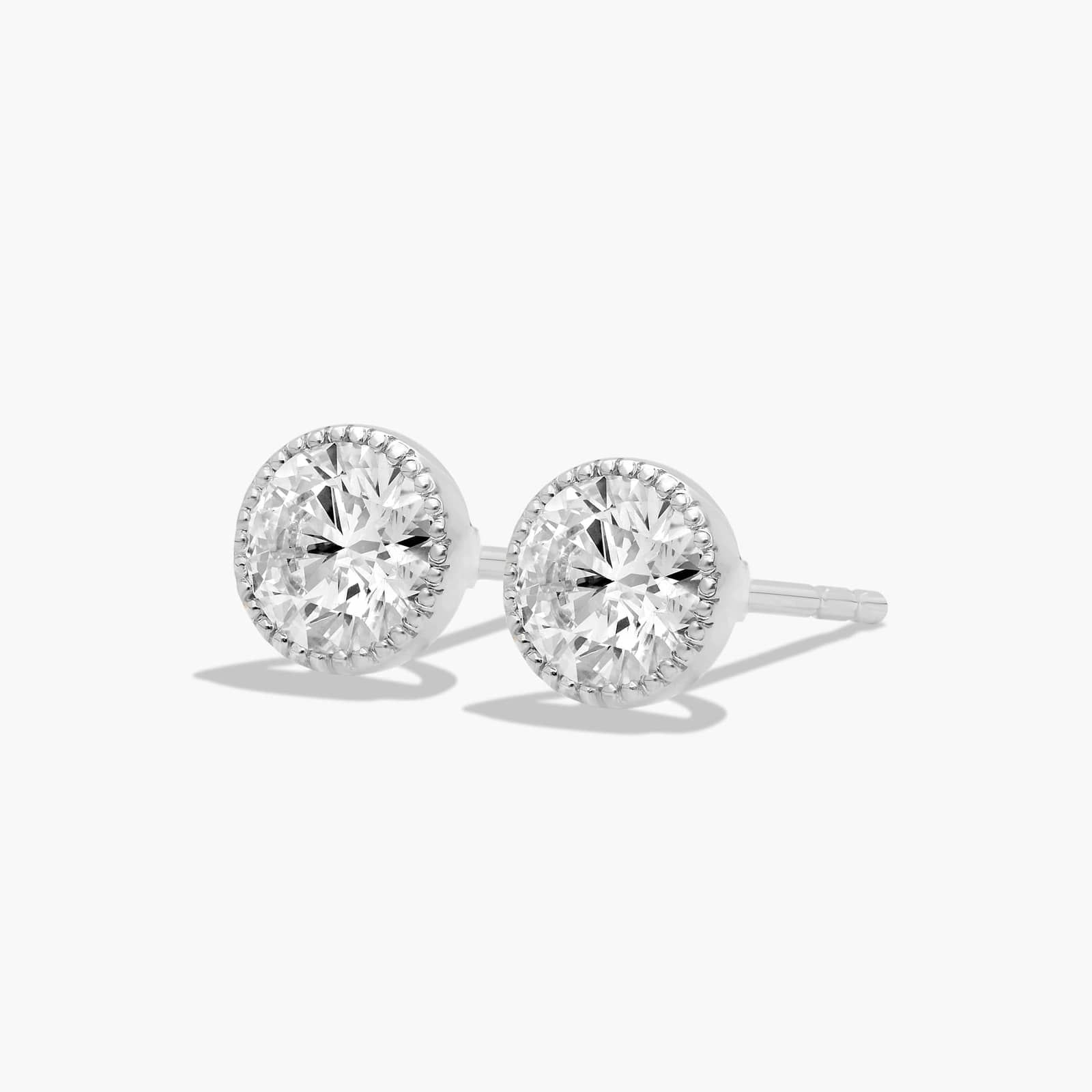 Milgrain Bezel 0.75 CTW Lab-Grown Diamond Stud Earrings In 14K White Gold