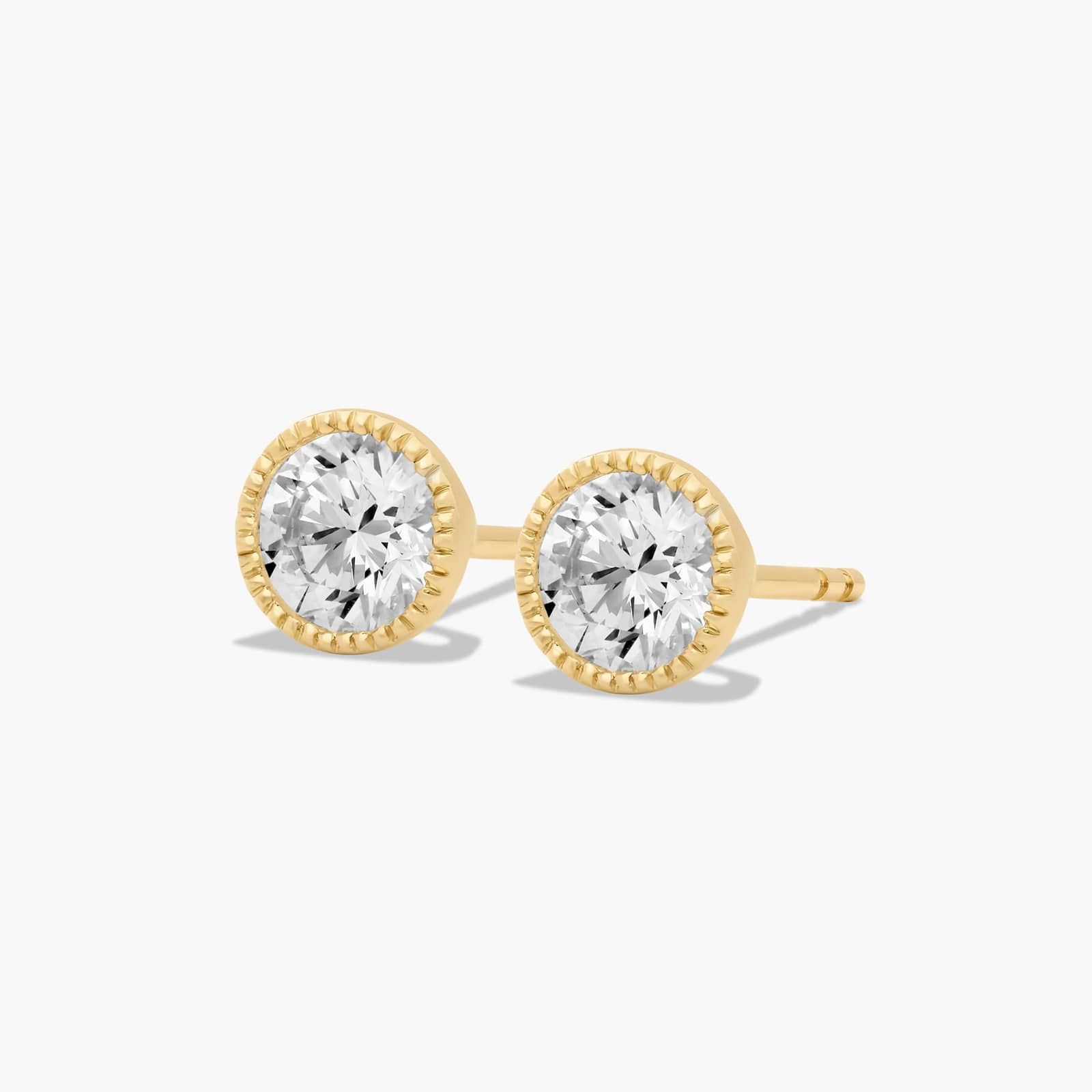 Milgrain Bezel 1 CTW Lab-Grown Diamond Stud Earrings In 14K Yellow Gold