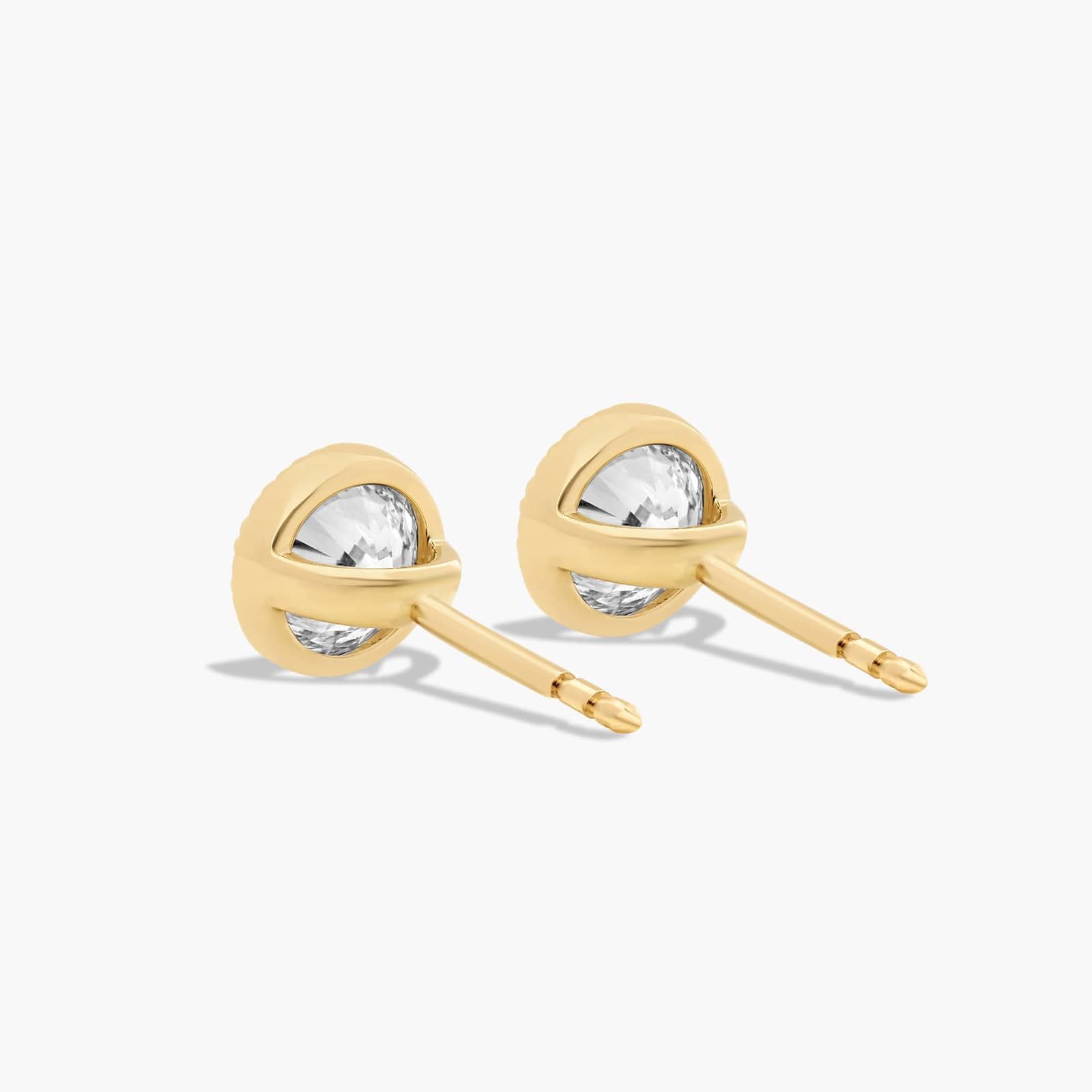 Milgrain Bezel 1 CTW Lab-Grown Diamond Stud Earrings In 14K Yellow Gold