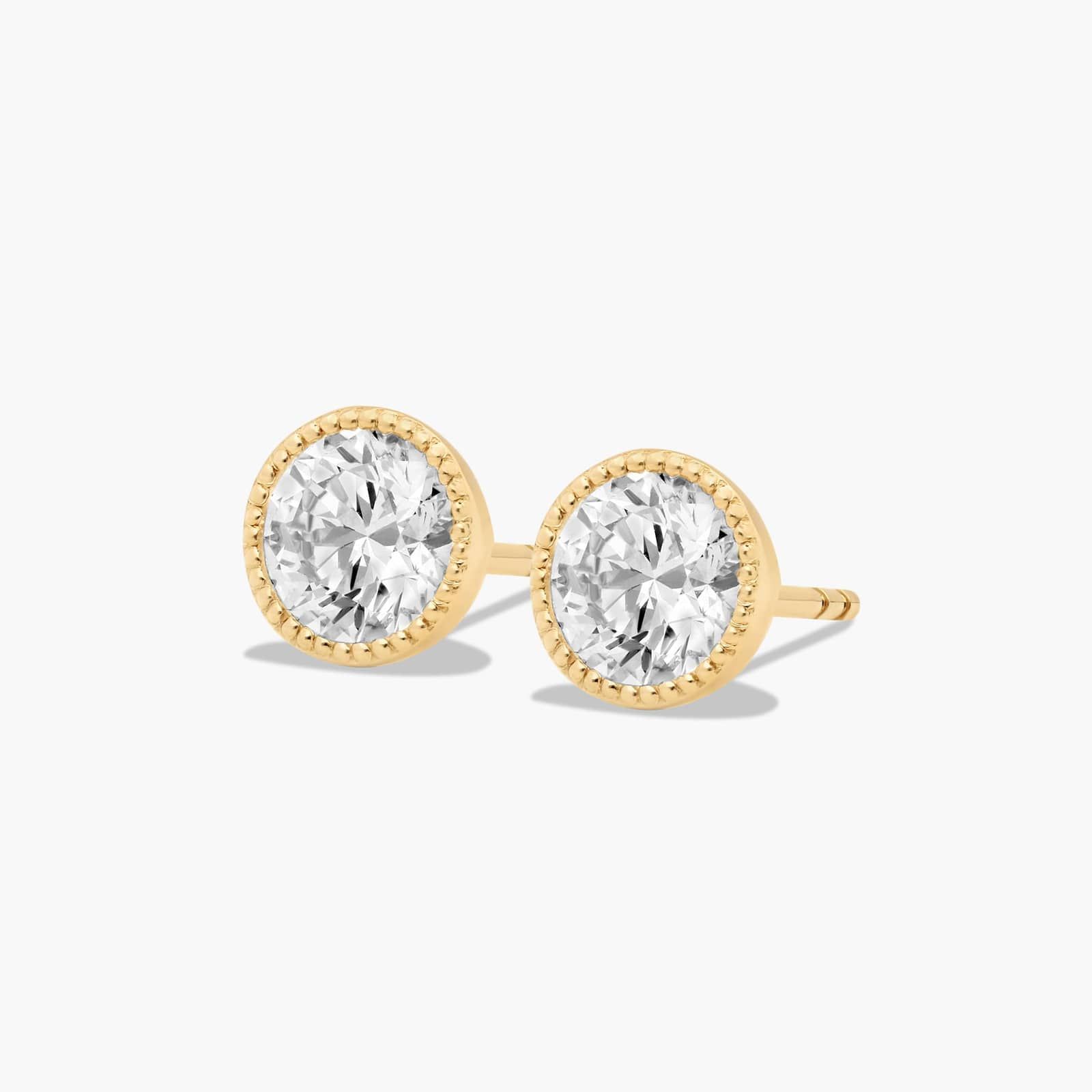 Milgrain Bezel 1.5 CTW Lab-Grown Diamond Stud Earrings In 14K Yellow Gold