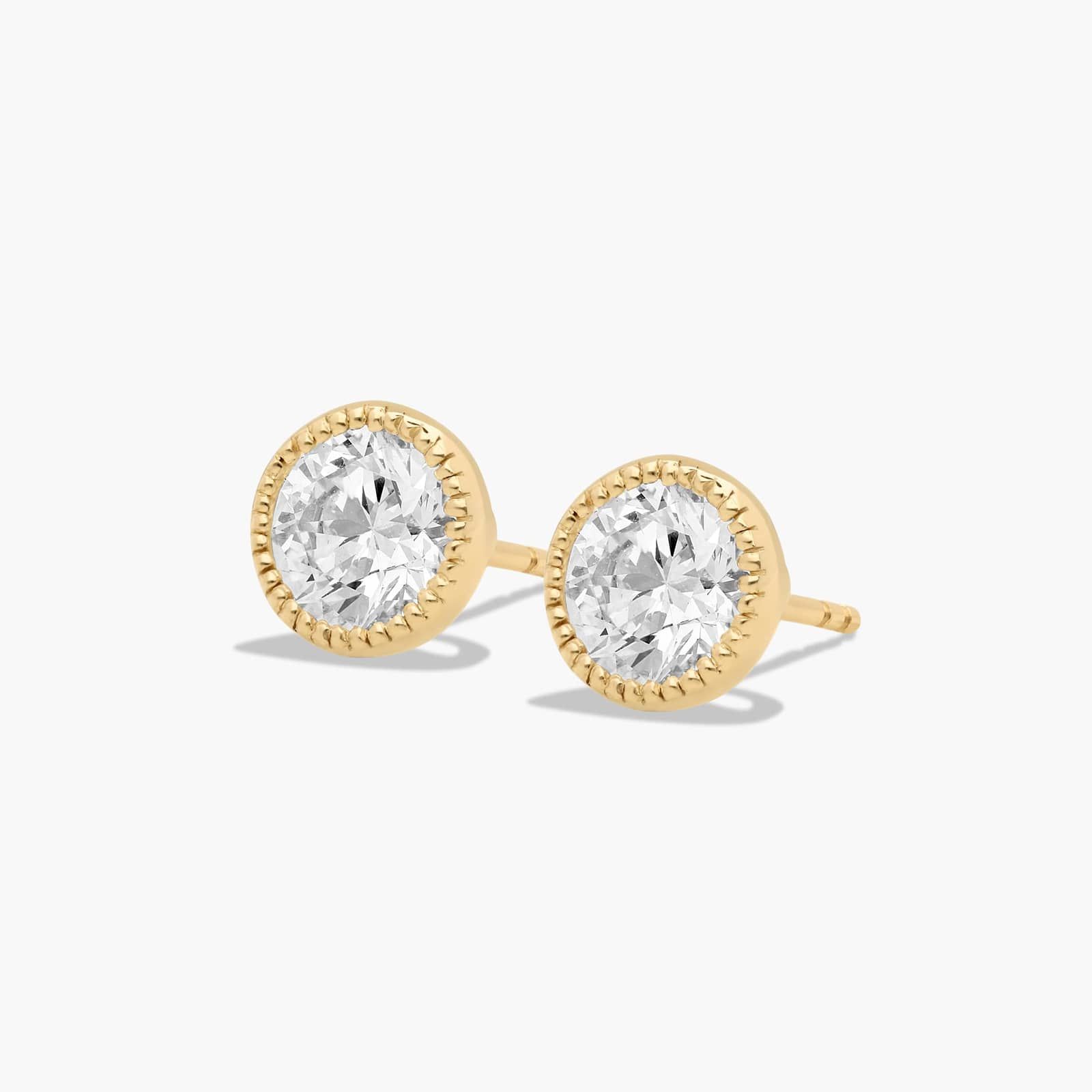 Milgrain Bezel 2 CTW Lab-Grown Diamond Stud Earrings In 14K Yellow Gold