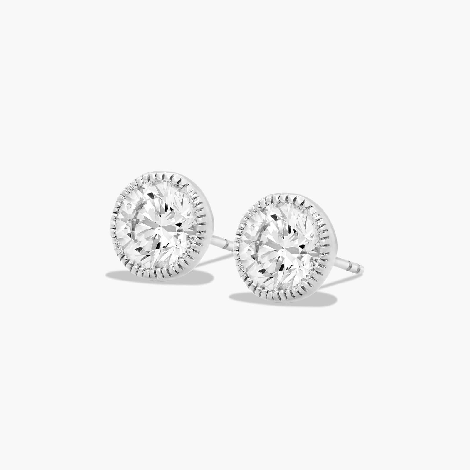 Milgrain Bezel 3 CTW Lab-Grown Diamond Stud Earrings In 14K White Gold