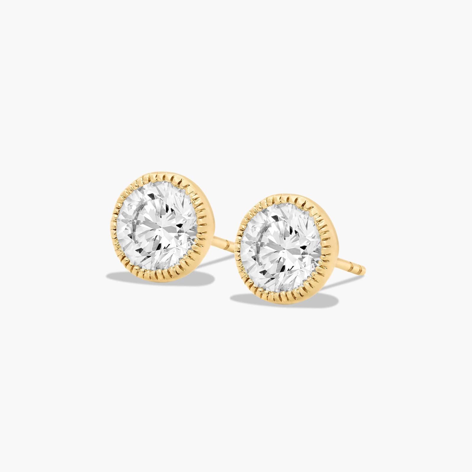 Milgrain Bezel 3 CTW Lab-Grown Diamond Stud Earrings In 14K Yellow Gold