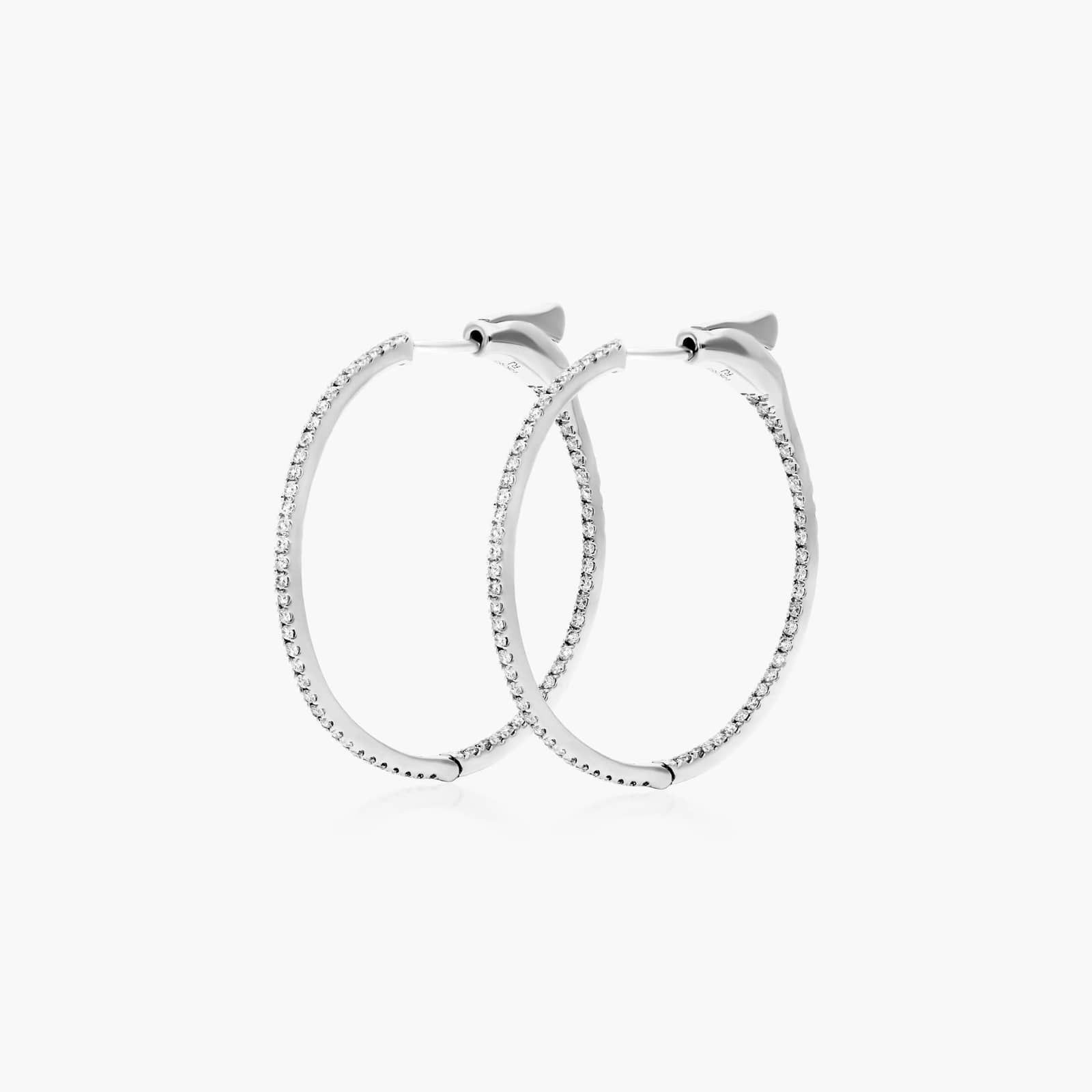 Inside Out 0.5 CTW Round Diamond Hoop Earrings In 14K White Gold