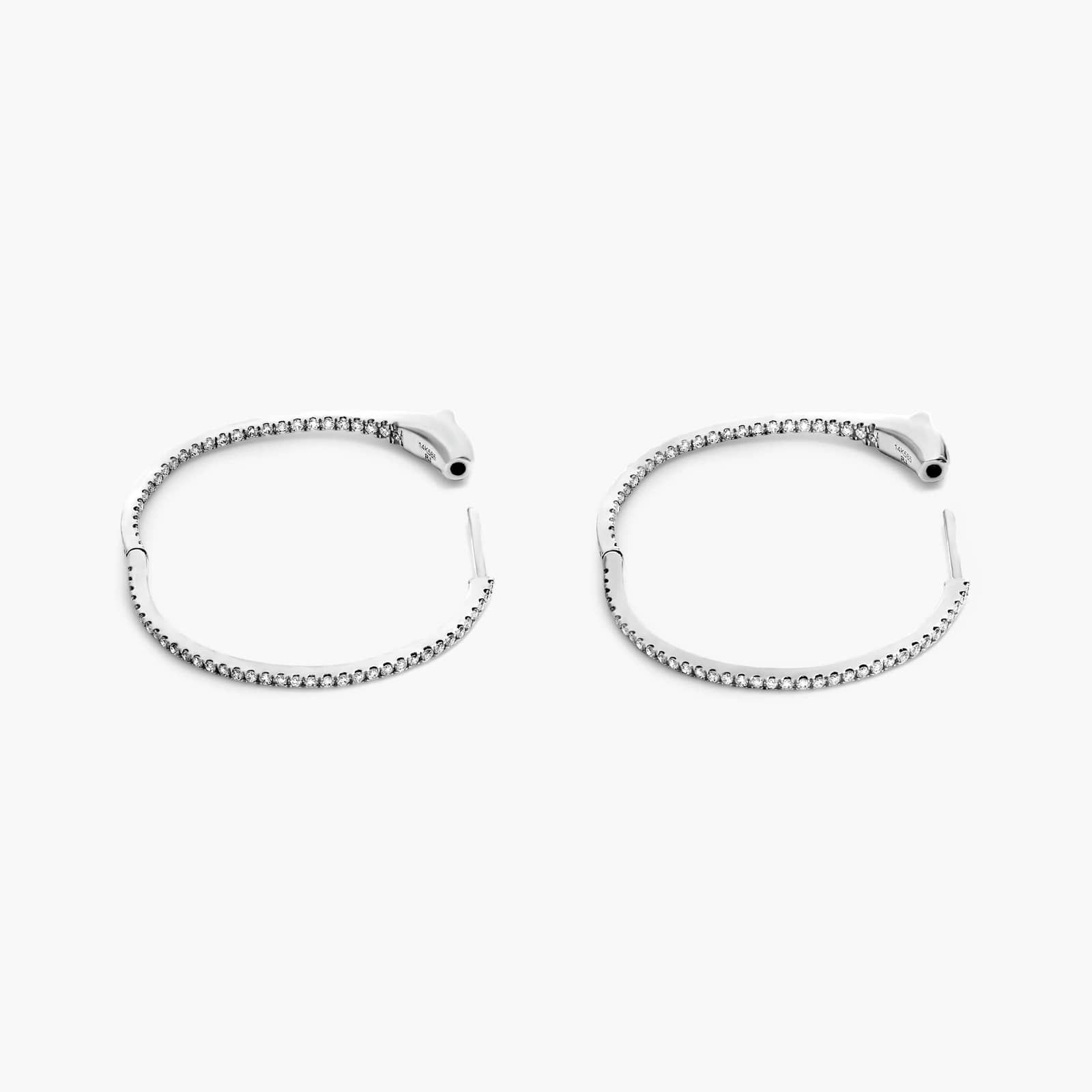 Inside Out 0.5 CTW Round Diamond Hoop Earrings In 14K White Gold