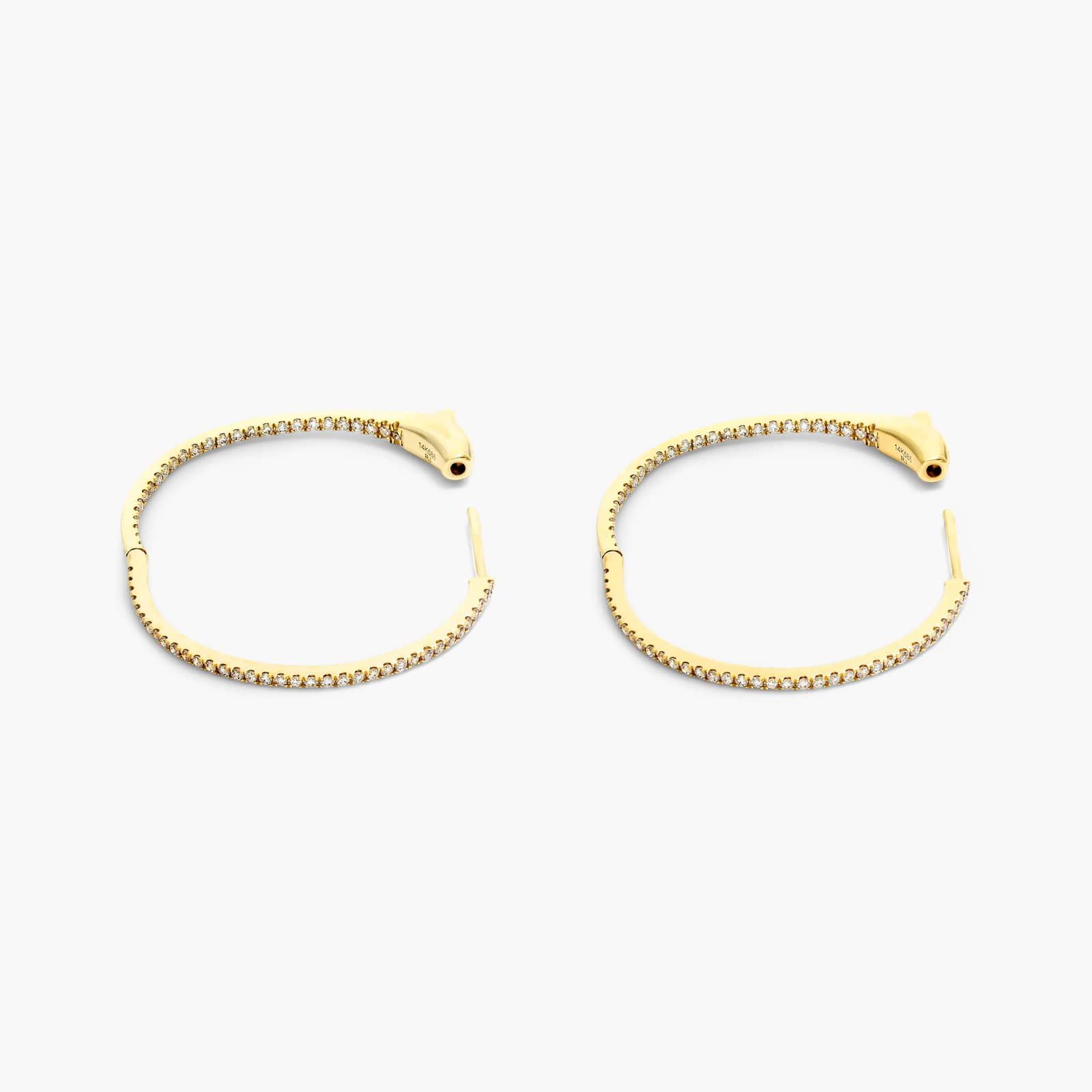 Inside Out 0.5 CTW Round Diamond Hoop Earrings In 14K Yellow Gold