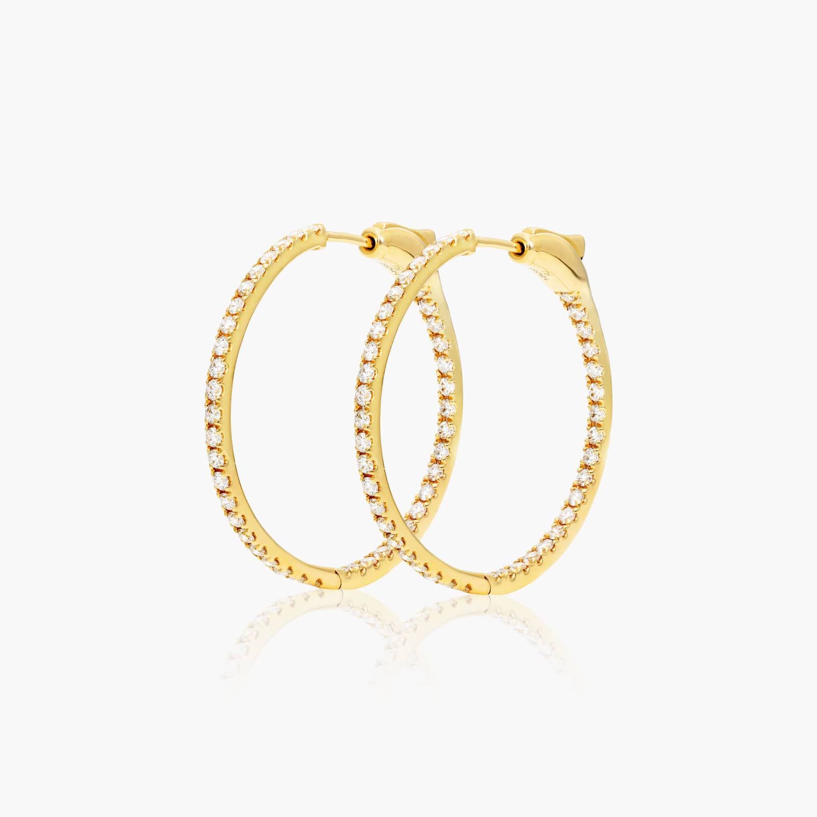 Inside Out 1 CTW Round Diamond Hoop Earrings In 14K Yellow Gold