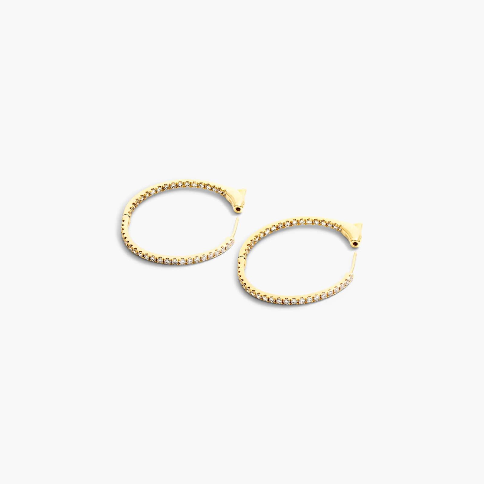 Inside Out 1 CTW Round Diamond Hoop Earrings In 14K Yellow Gold