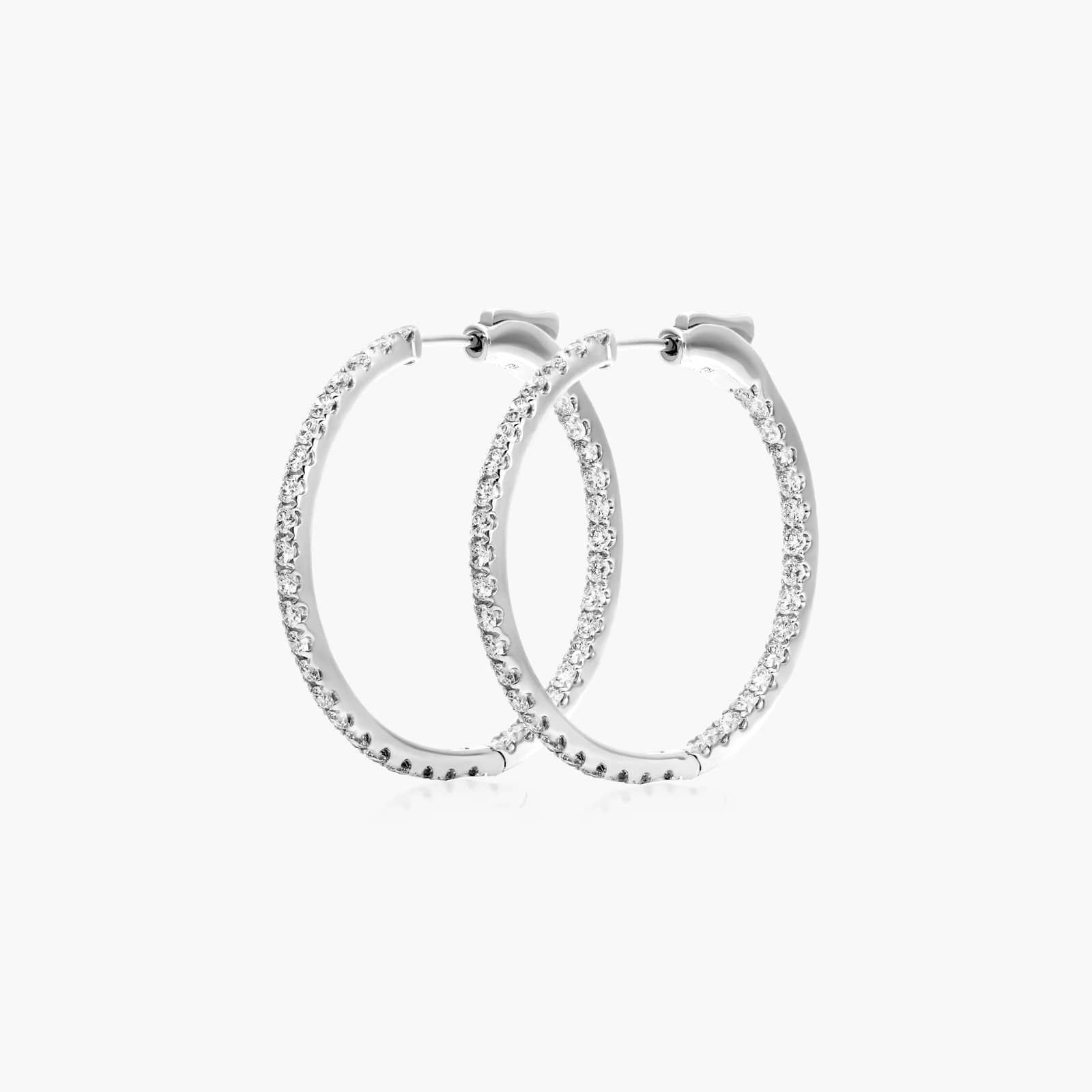 Inside Out 1.5 CTW Round Diamond Hoop Earrings In 14K White Gold