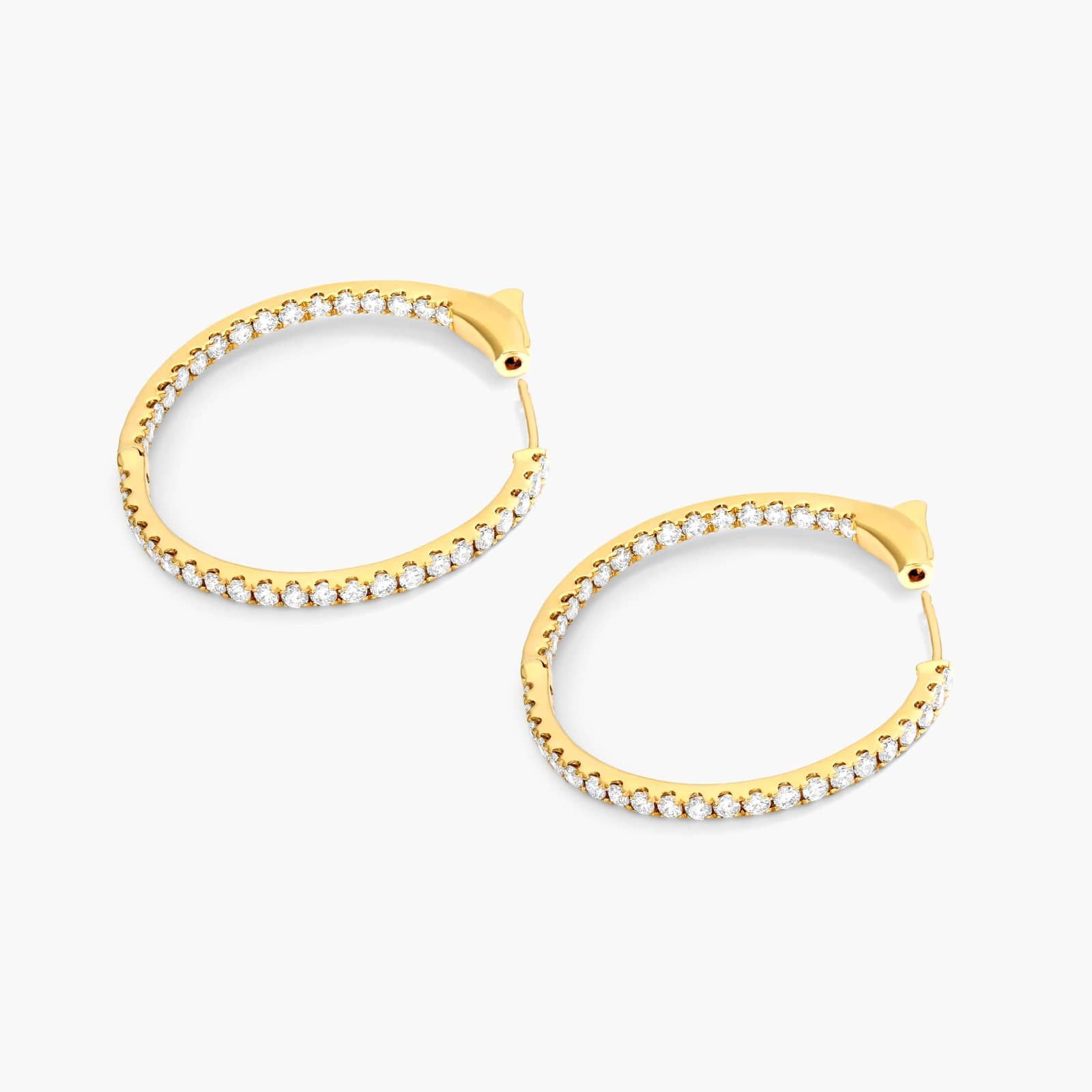 Inside Out 1.5 CTW Round Diamond Hoop Earrings In 14K Yellow Gold