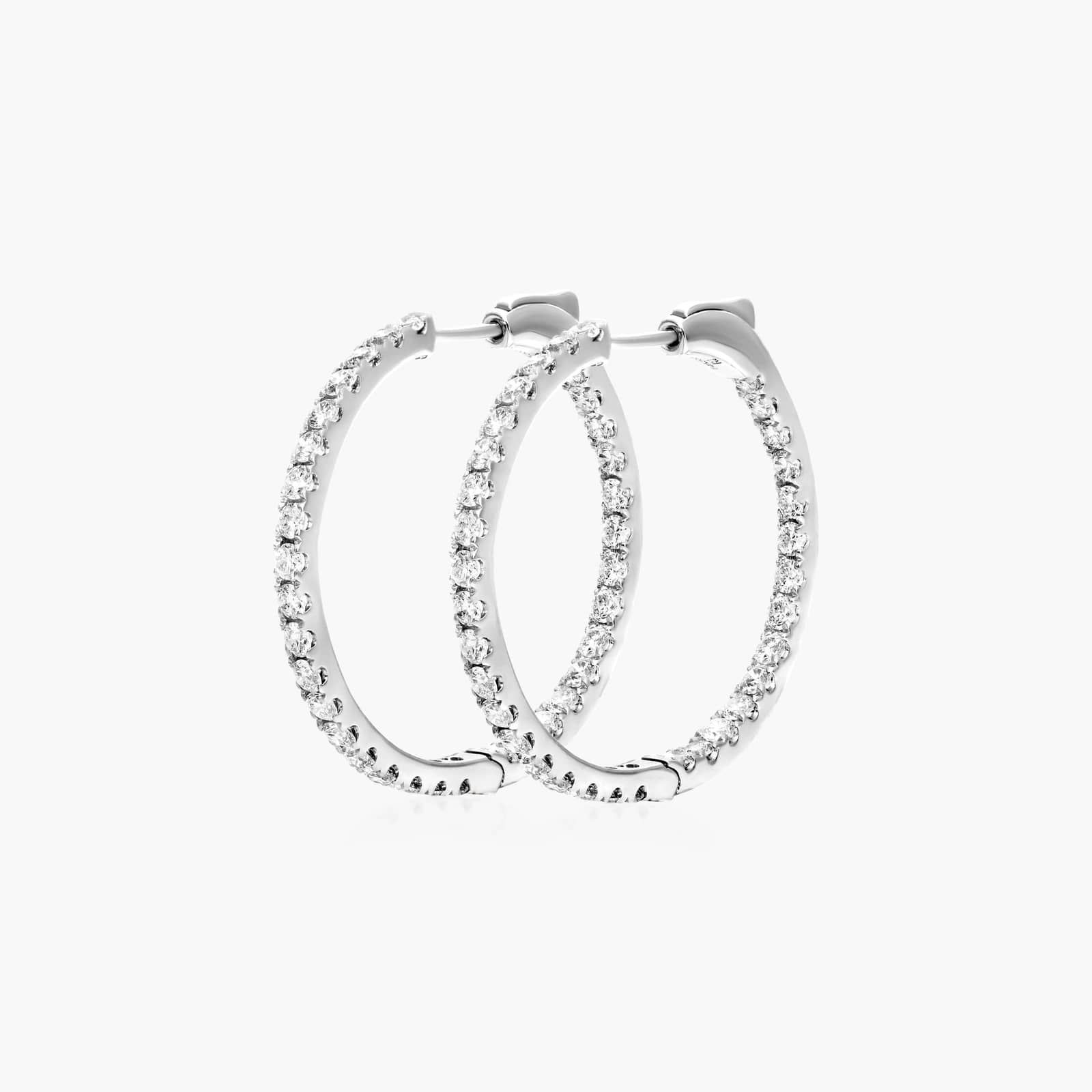Inside Out 2 CTW Round Diamond Hoop Earrings In 14K White Gold