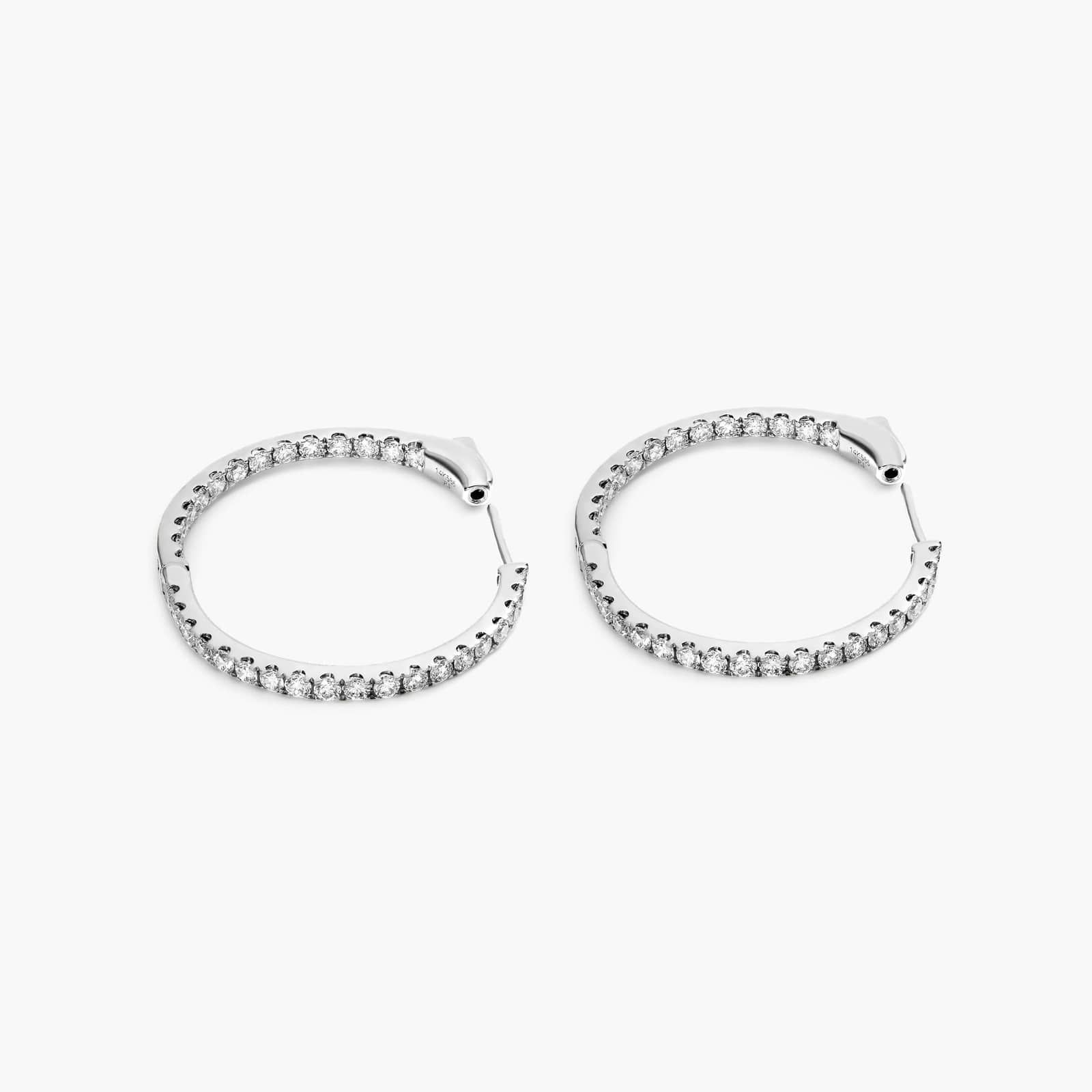 Inside Out 2 CTW Round Diamond Hoop Earrings In 14K White Gold