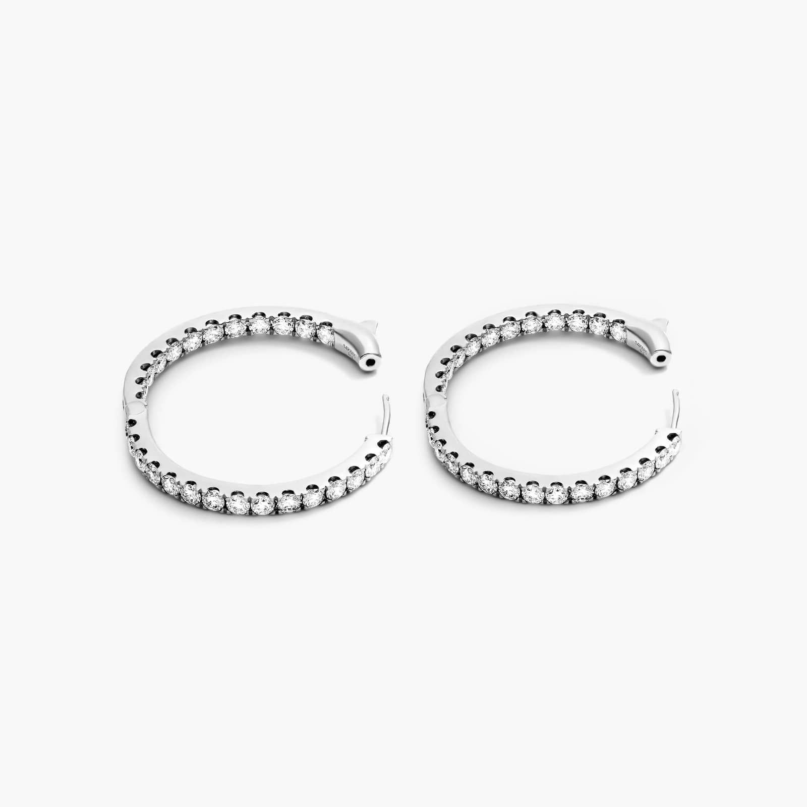 Inside Out 3 CTW Round Diamond Hoop Earrings In 14K White Gold