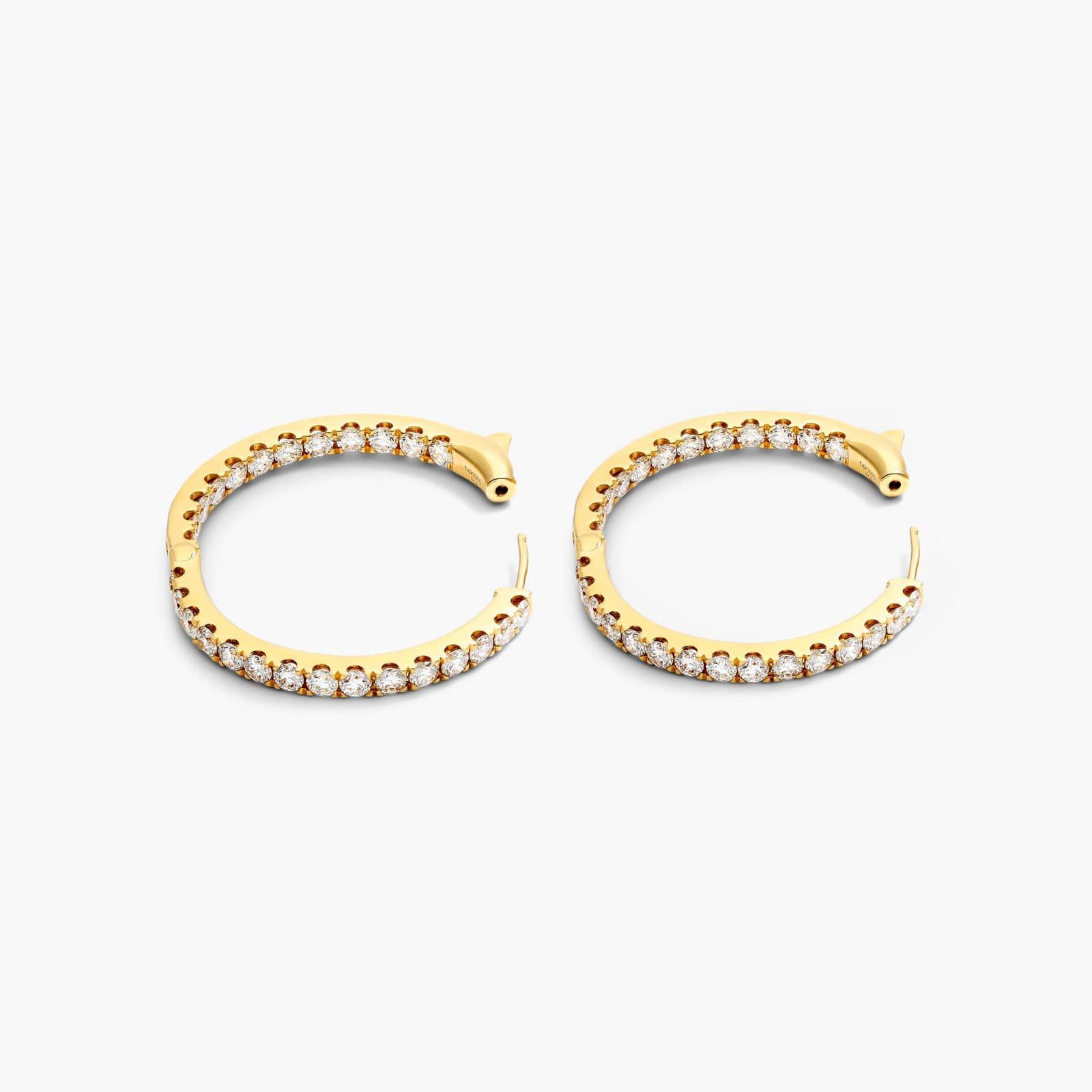Inside Out 3 CTW Round Diamond Hoop Earrings In 14K Yellow Gold