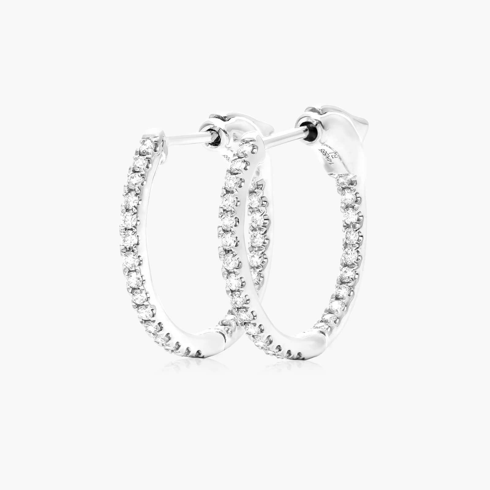 Inside Out 0.25 CTW Round Lab-Grown Diamond Hoop Earrings In 14K White Gold