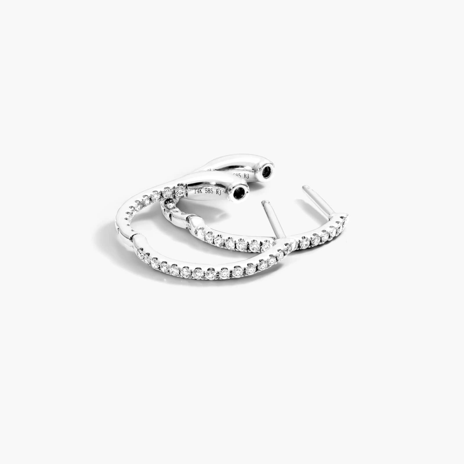 Inside Out 0.25 CTW Round Lab-Grown Diamond Hoop Earrings In 14K White Gold