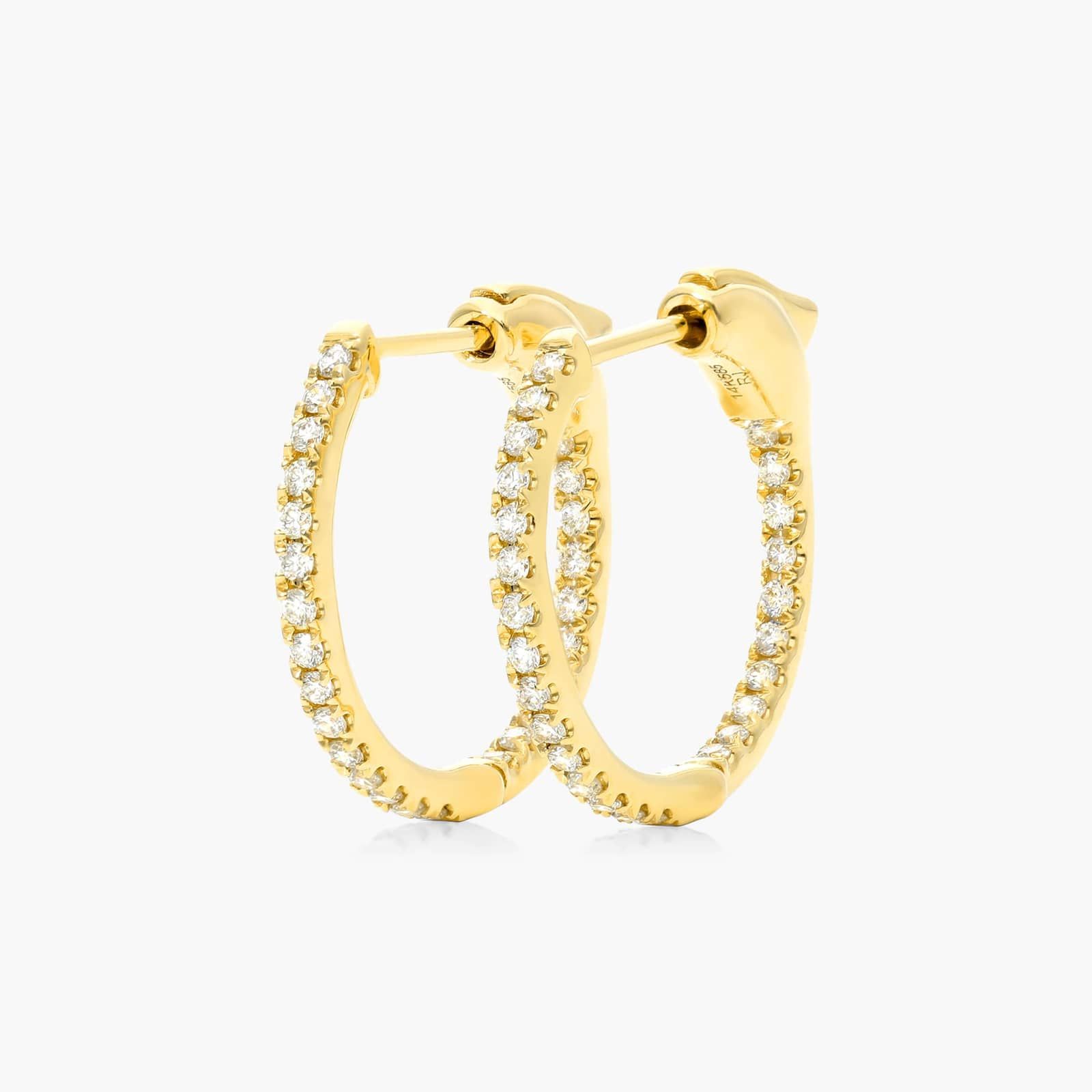 Inside Out 0.25 CTW Round Lab-Grown Diamond Hoop Earrings In 14K Yellow Gold