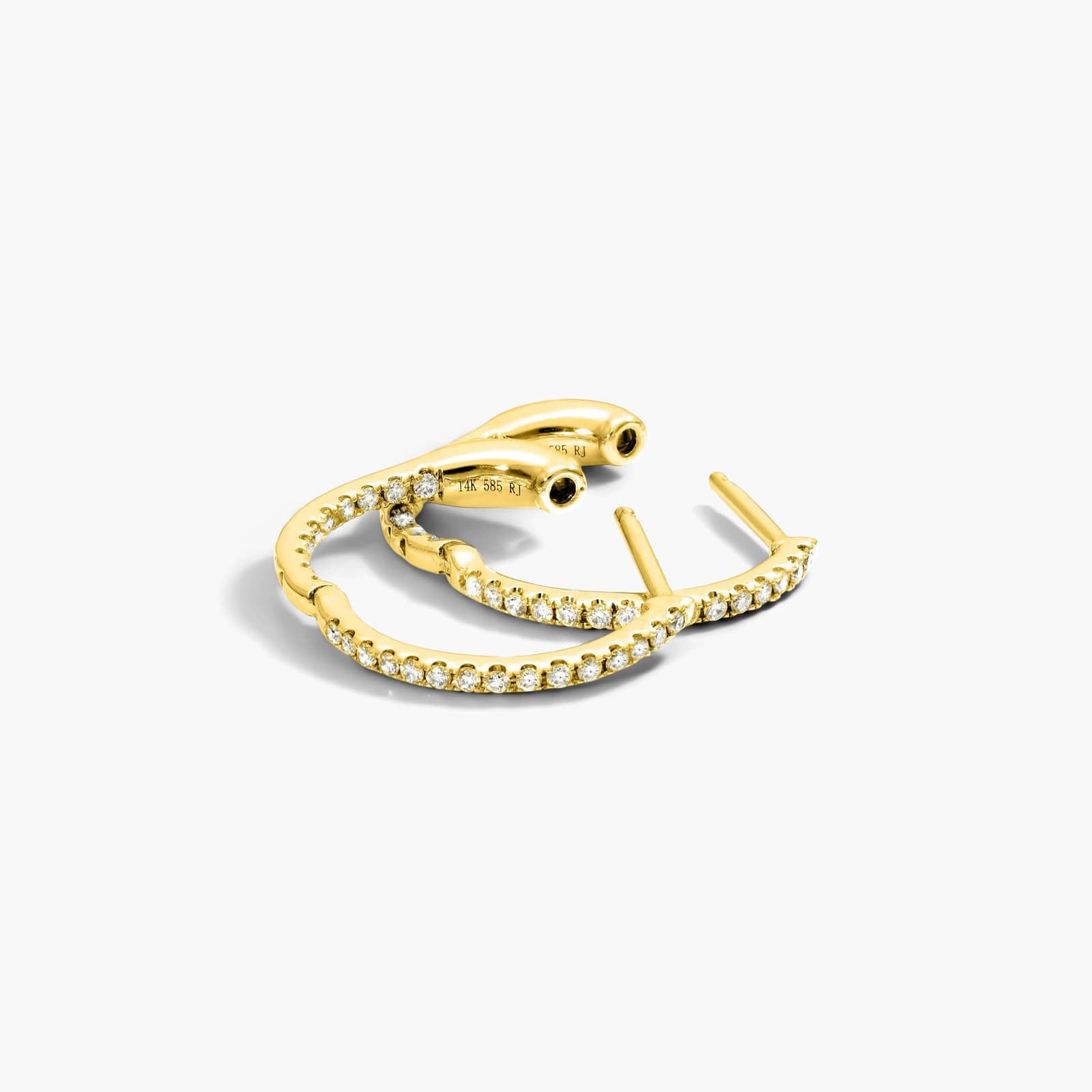 Inside Out 0.25 CTW Round Lab-Grown Diamond Hoop Earrings In 14K Yellow Gold