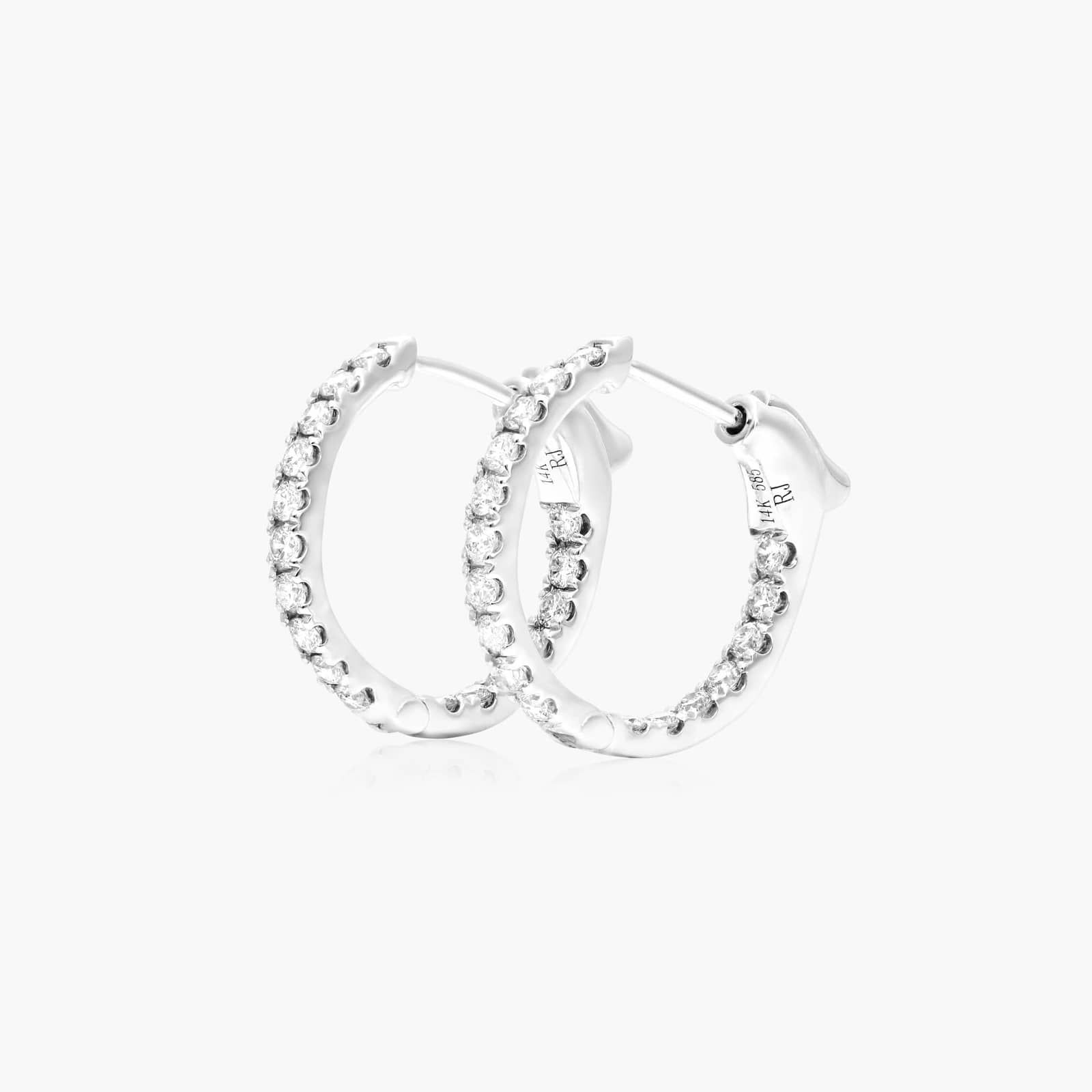 14K White Gold Inside Out Lab-Grown Diamond Round Hoops, 1/2 Inch Diameter (0.50 ctw.)