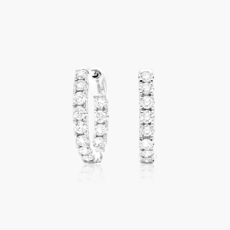 14K White Gold 1/2 Inch Inside Out Lab-Grown Diamond Round Hoops(1.00 CTW - F-G / VS2-SI1)