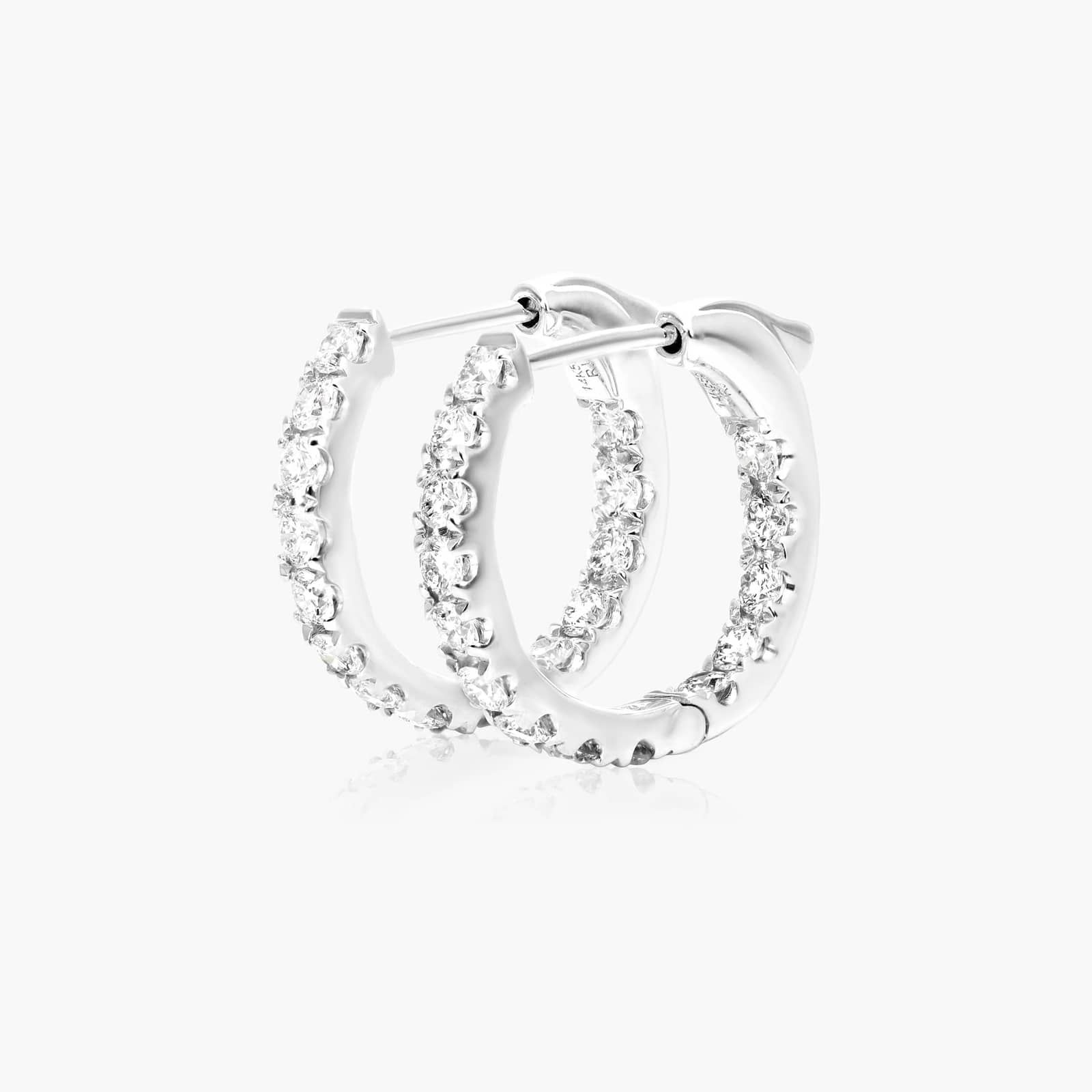 14K White Gold 1/2 Inch Inside Out Lab-Grown Diamond Round Hoops(1.00 CTW - F-G / VS2-SI1)