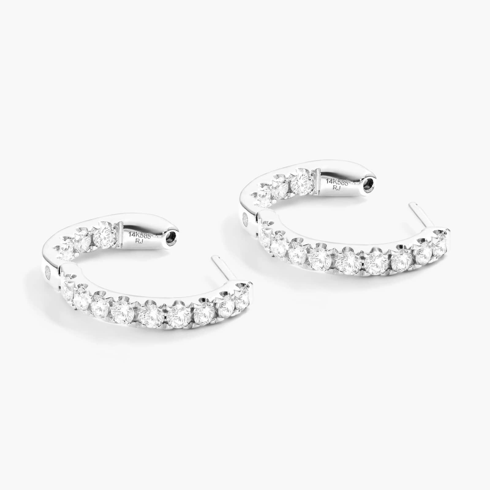 14K White Gold 1/2 Inch Inside Out Lab-Grown Diamond Round Hoops(1.00 CTW - F-G / VS2-SI1)