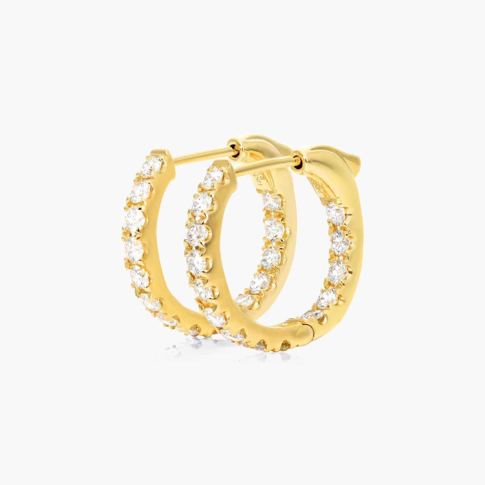 Inside Out 1 CTW Round Lab-Grown Diamond Hoop Earrings In 14K Yellow Gold