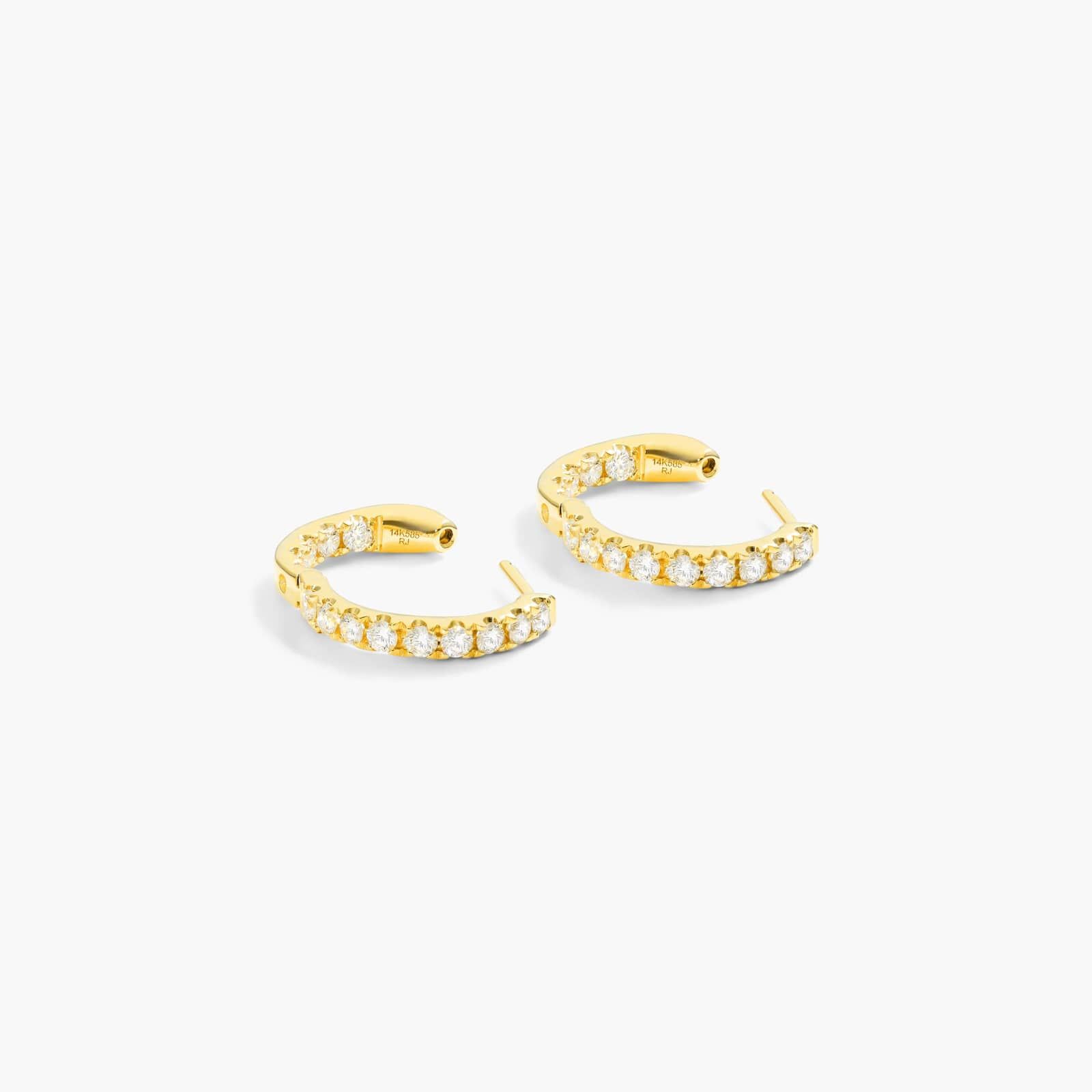 Inside Out 1 CTW Round Lab-Grown Diamond Hoop Earrings In 14K Yellow Gold