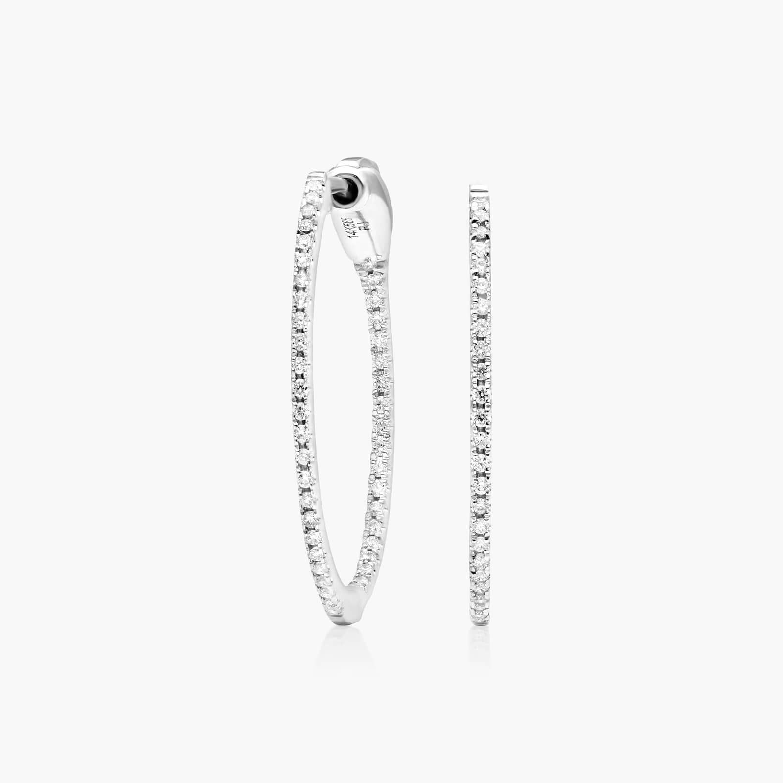Inside Out 0.25 CTW Round Diamond Hoop Earrings In 14K White Gold
