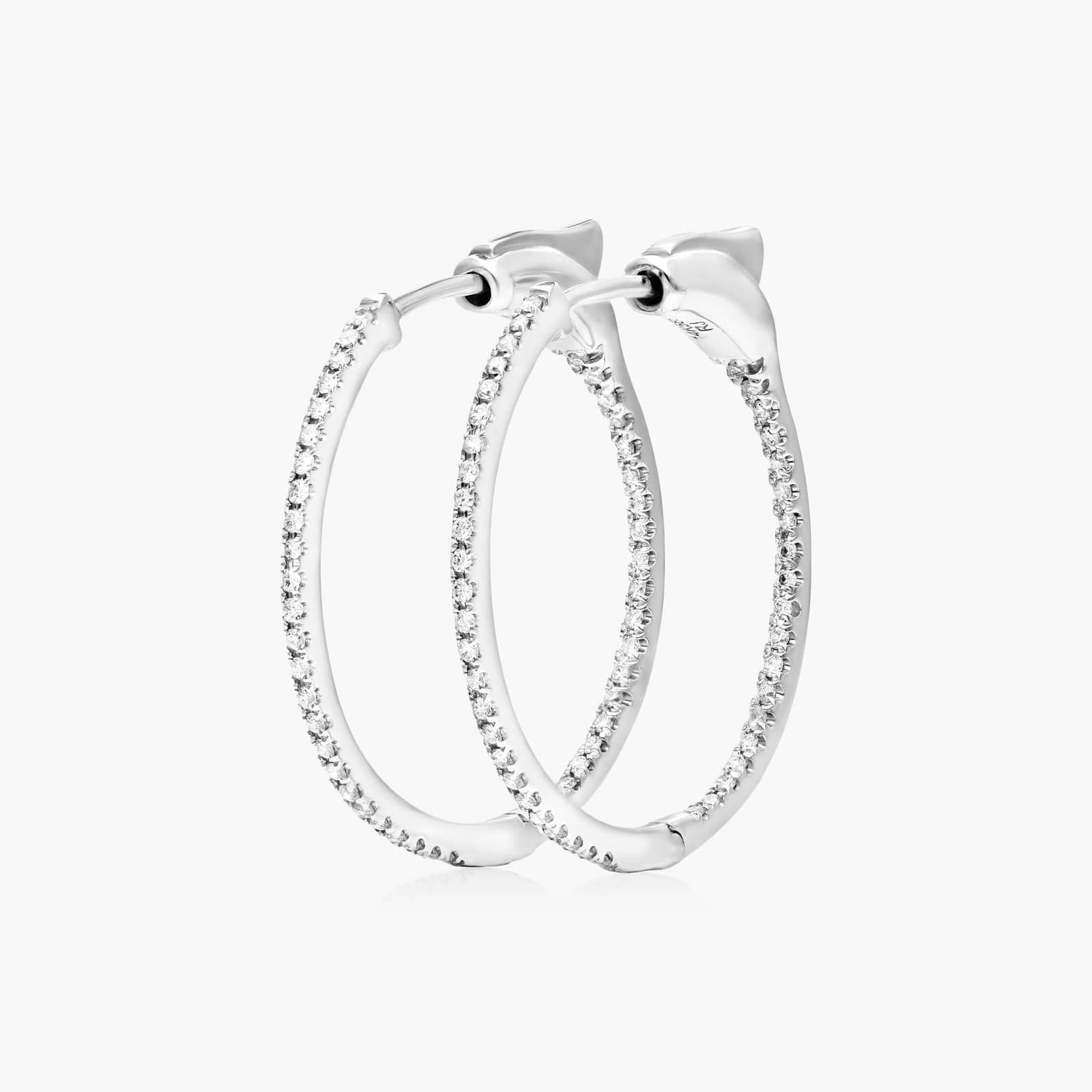 Inside Out 0.25 CTW Round Diamond Hoop Earrings In 14K White Gold