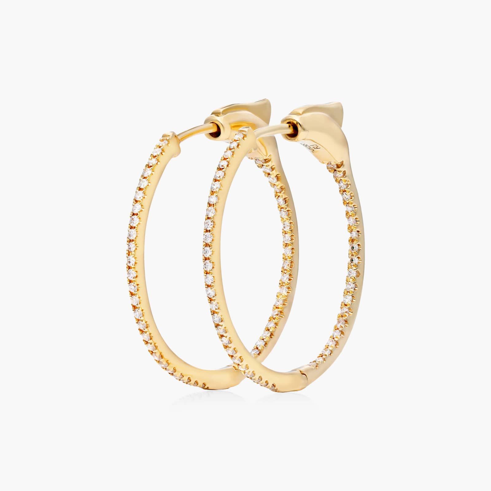 Inside Out 0.25 CTW Round Diamond Hoop Earrings In 14K Yellow Gold